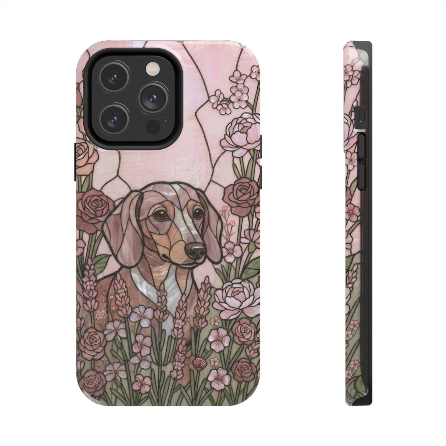 Dachshund Stained Glass Style Tough Case — Rose Garden Theme