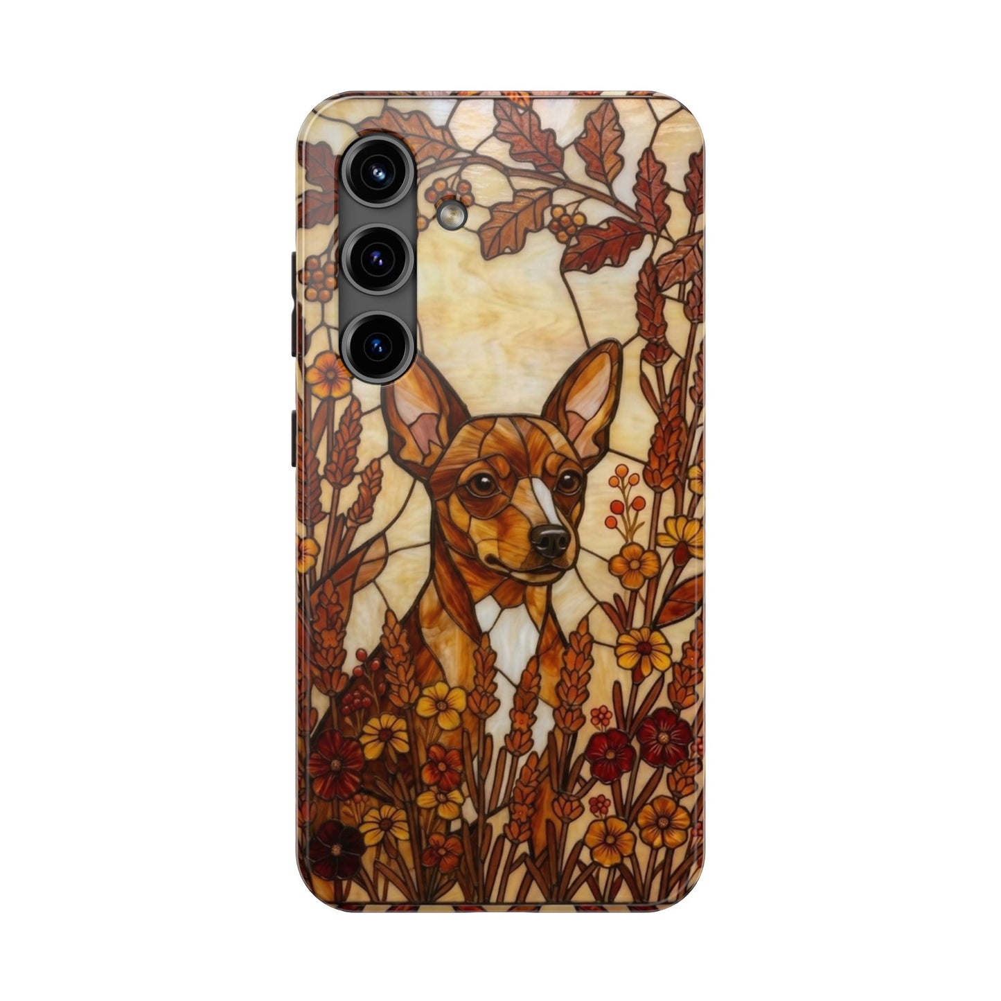 Mini Pinscher Stained Glass Style Tough Case — Autumn Warmth Theme
