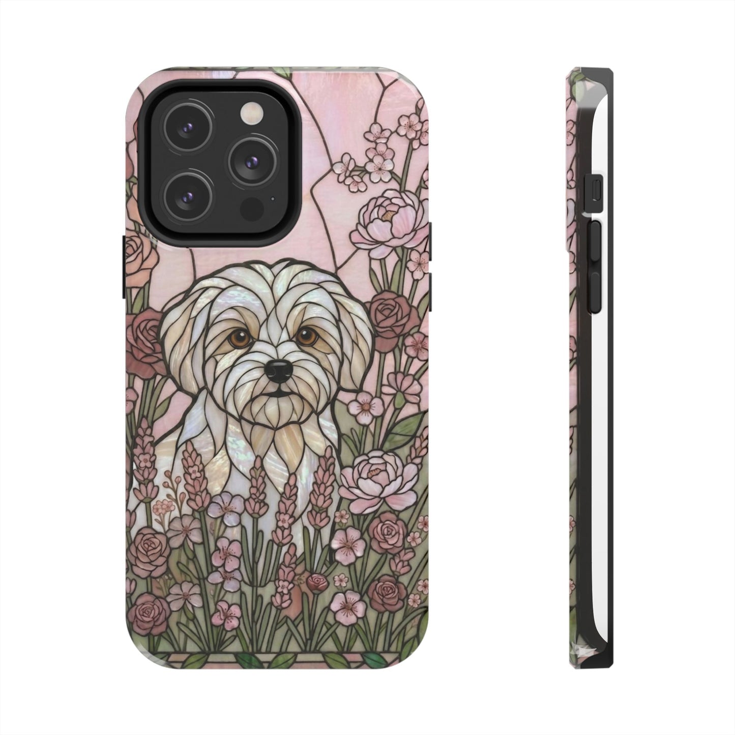 Maltese Stained Glass Style Tough Case — Rose Garden Theme