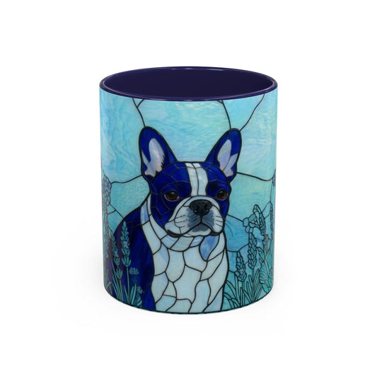 Stained Glass French Bulldog Coffee Mug — Ocean Blue Theme