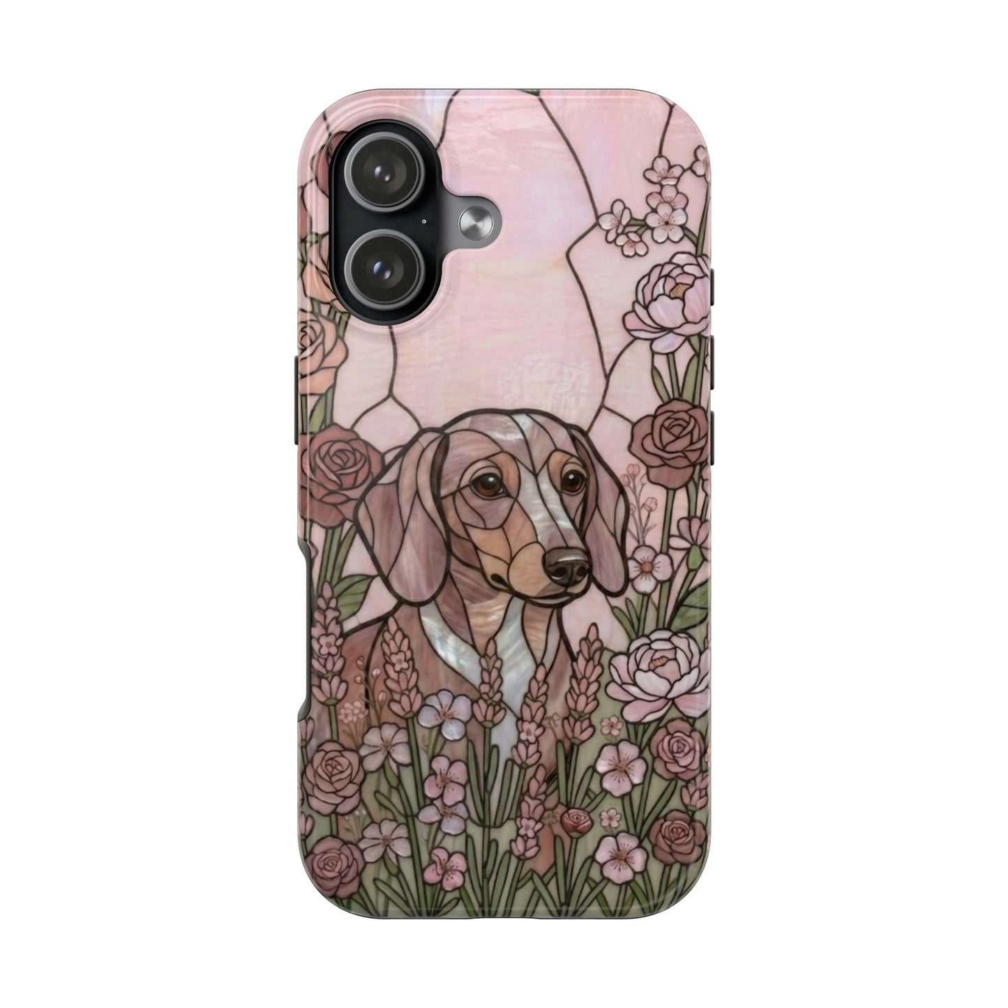 Dachshund Stained Glass Style Tough Case — Rose Garden Theme