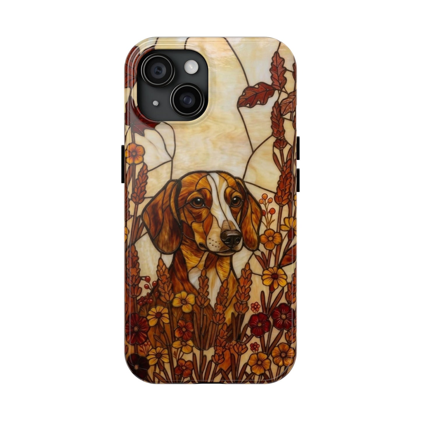 Dachshund Stained Glass Style Tough Case — Autumn Warmth Theme