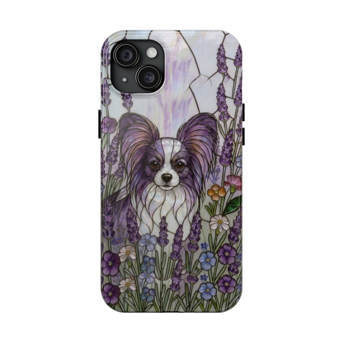 Papillon Stained Glass Style Tough Case — Lavender Floral Theme