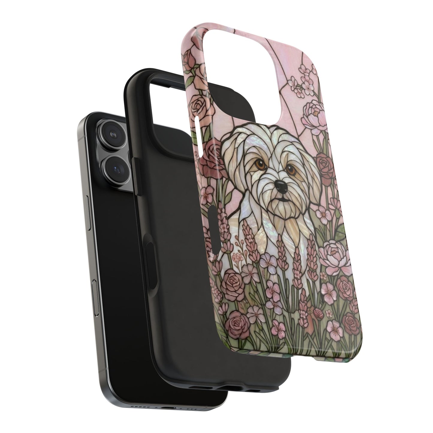 Maltese Stained Glass Style Tough Case — Rose Garden Theme