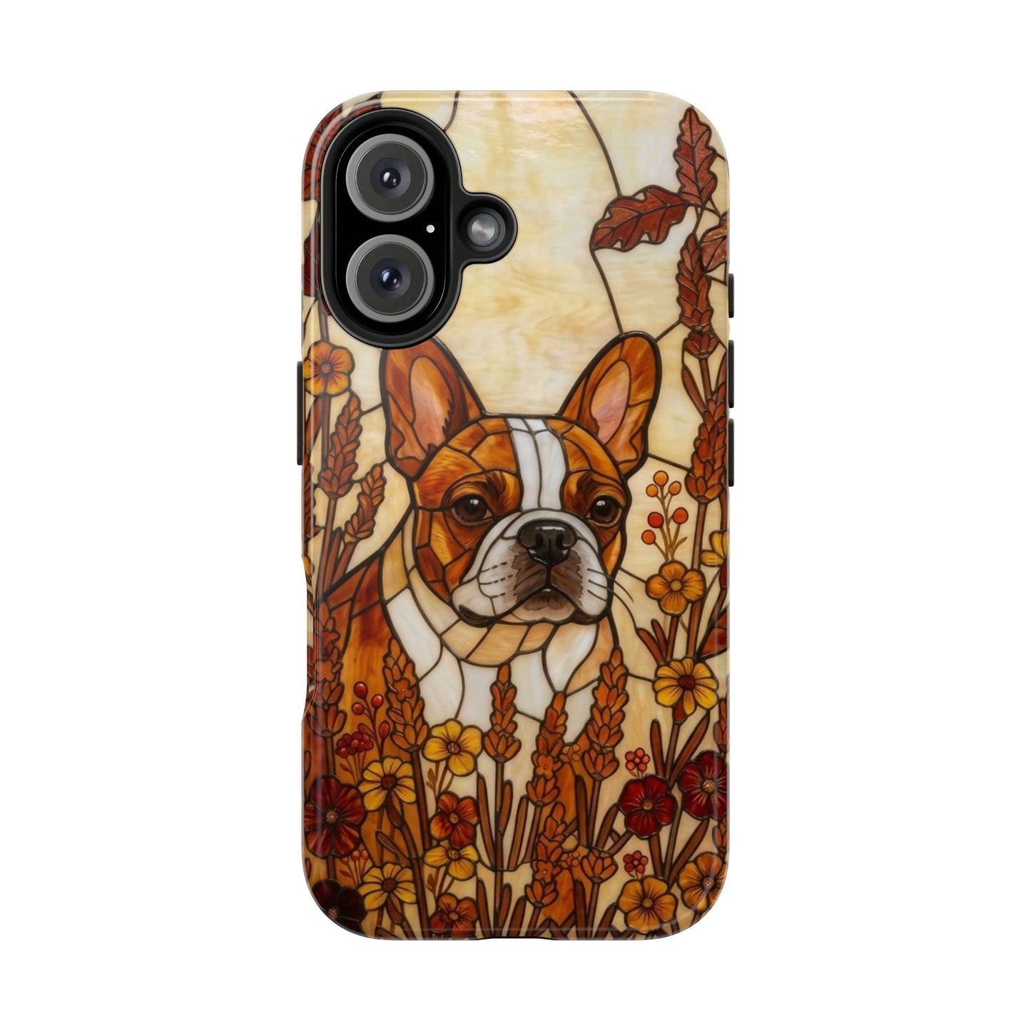Frenchie Stained Glass Style Tough Case — Autumn Warmth Theme