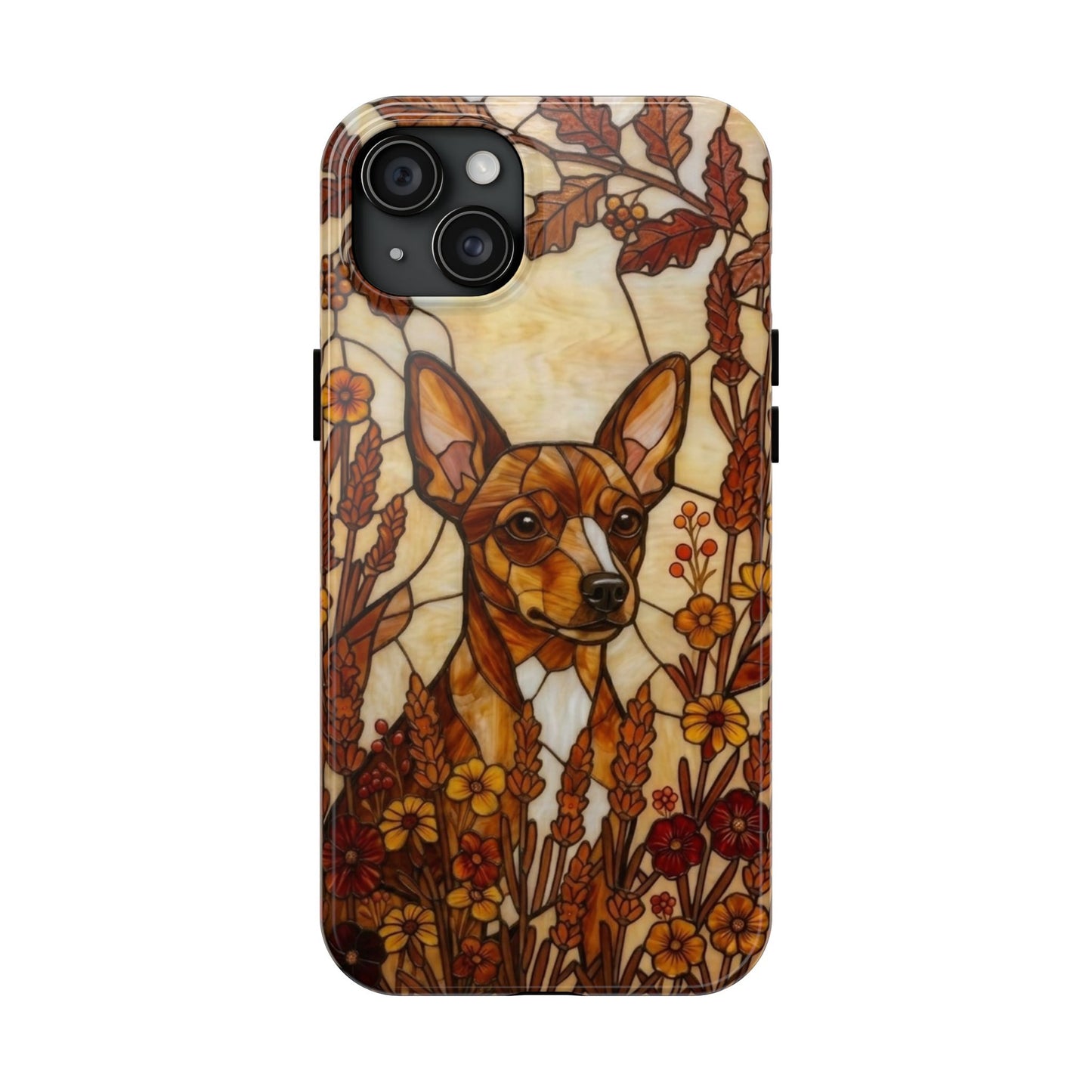 Mini Pinscher Stained Glass Style Tough Case — Autumn Warmth Theme