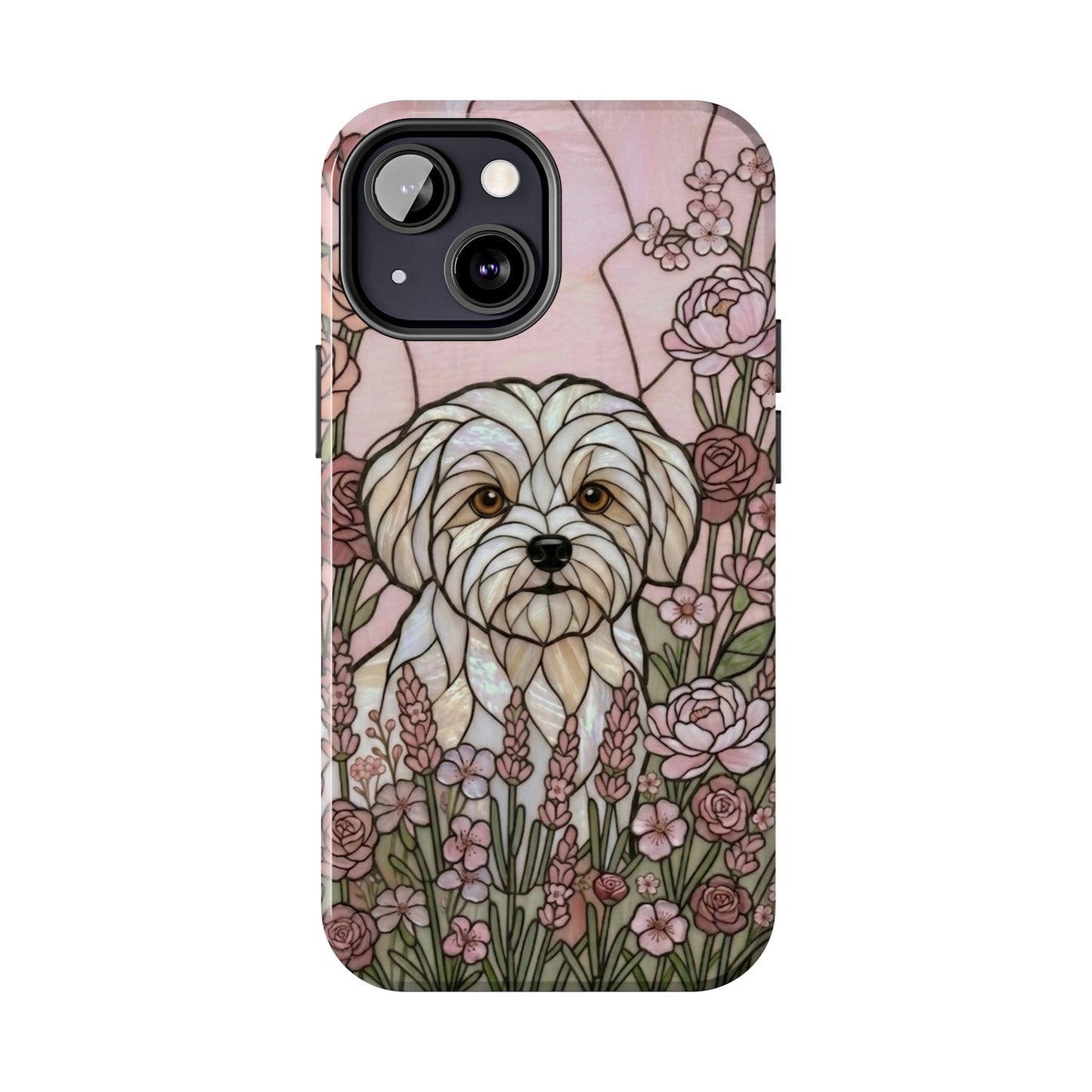 Maltese Stained Glass Style Tough Case — Rose Garden Theme
