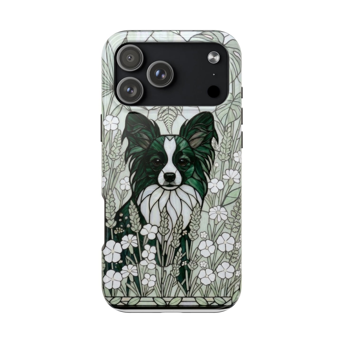 Papillon Stained Glass Style Tough Case — Botanical Green Theme