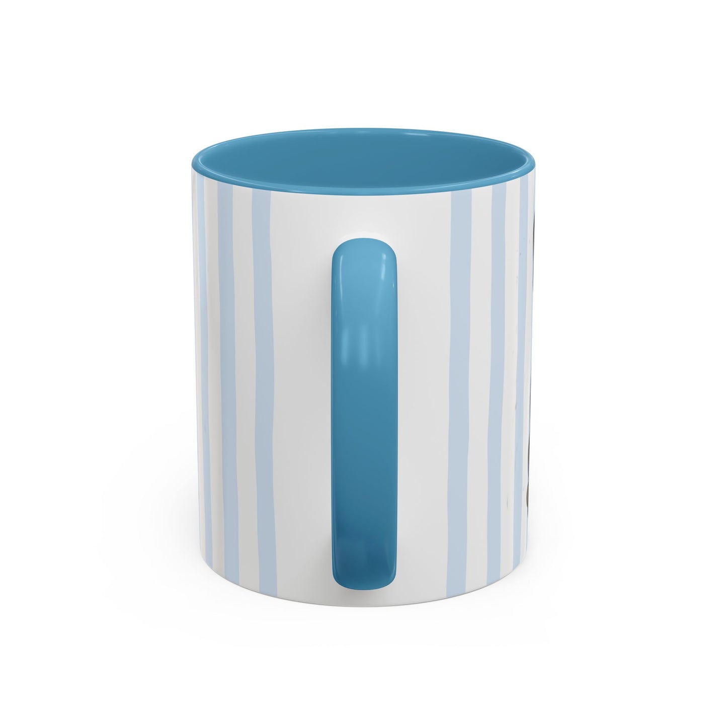 Cute Light Blue Striped Frenchie Ceramic Cup