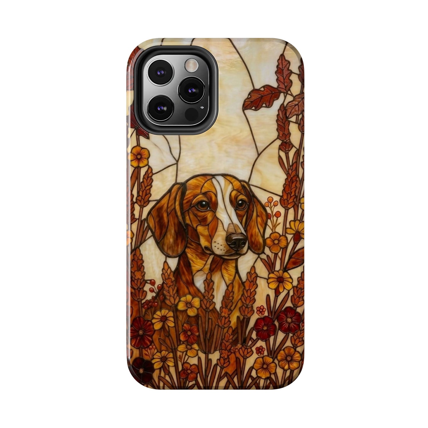 Dachshund Stained Glass Style Tough Case — Autumn Warmth Theme