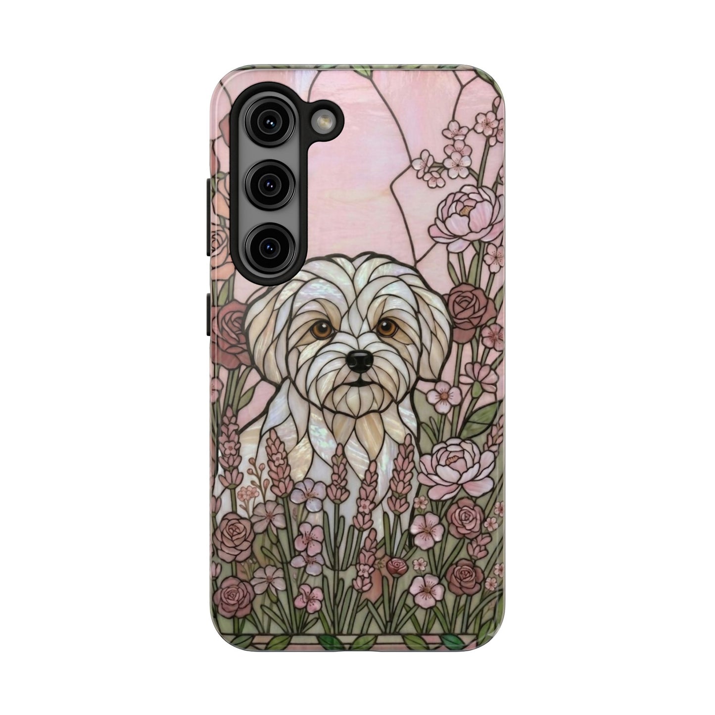 Maltese Stained Glass Style Tough Case — Rose Garden Theme