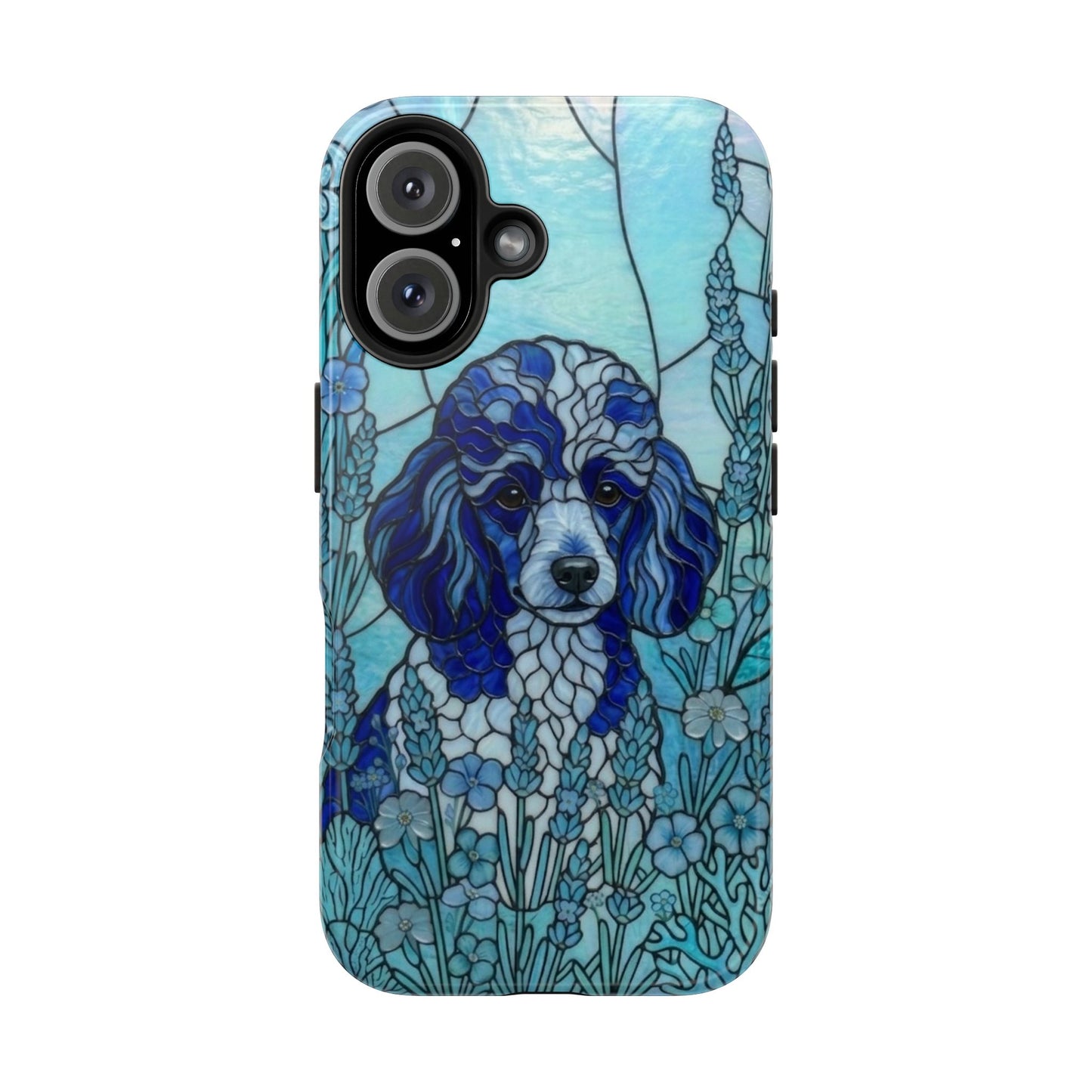 Toy Poodle Stained Glass Style Tough Case — Ocean Blue Theme