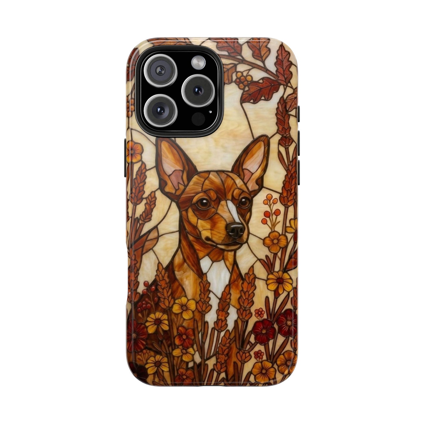 Mini Pinscher Stained Glass Style Tough Case — Autumn Warmth Theme