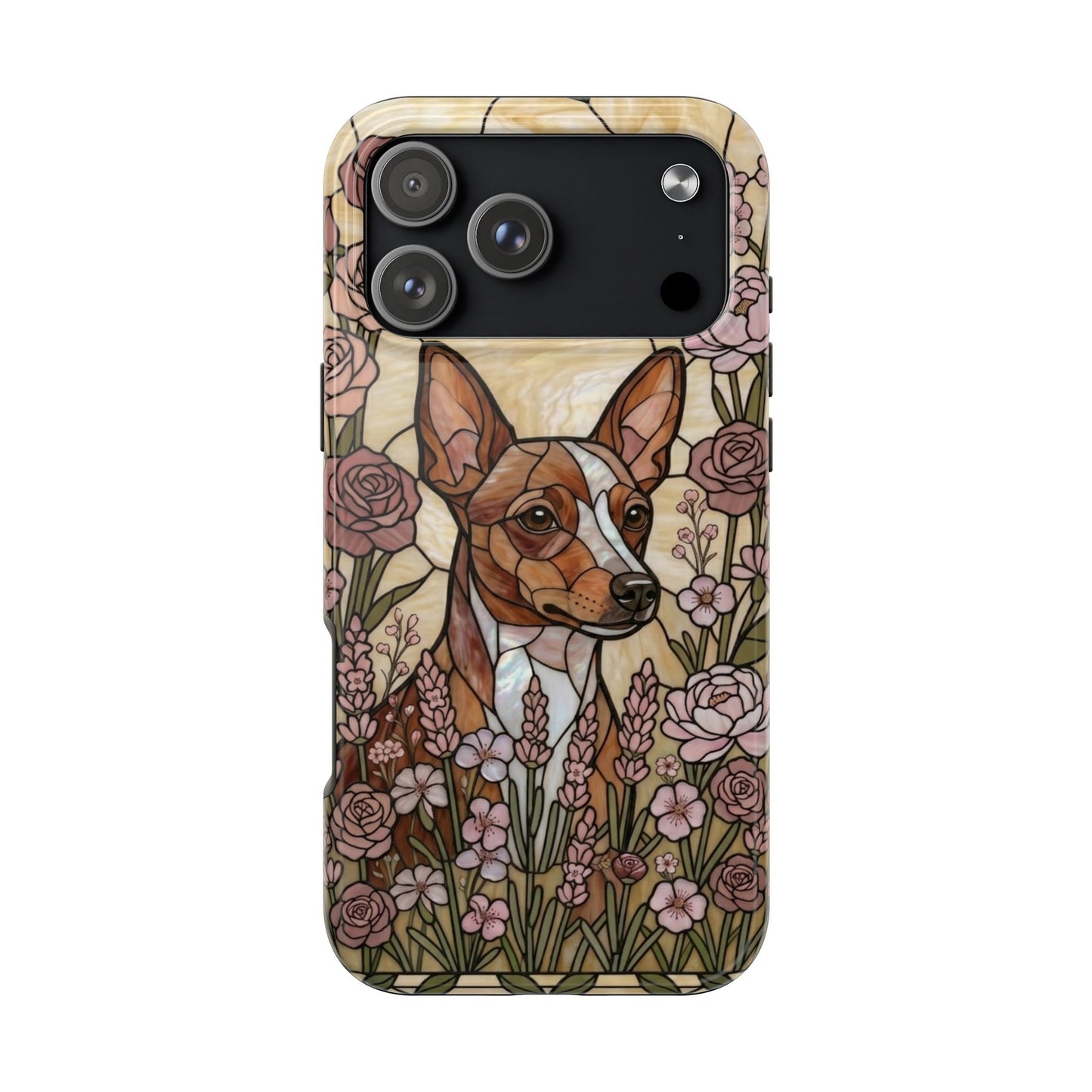 Mini Pinscher Stained Glass Style Tough Case — Rose Garden Theme