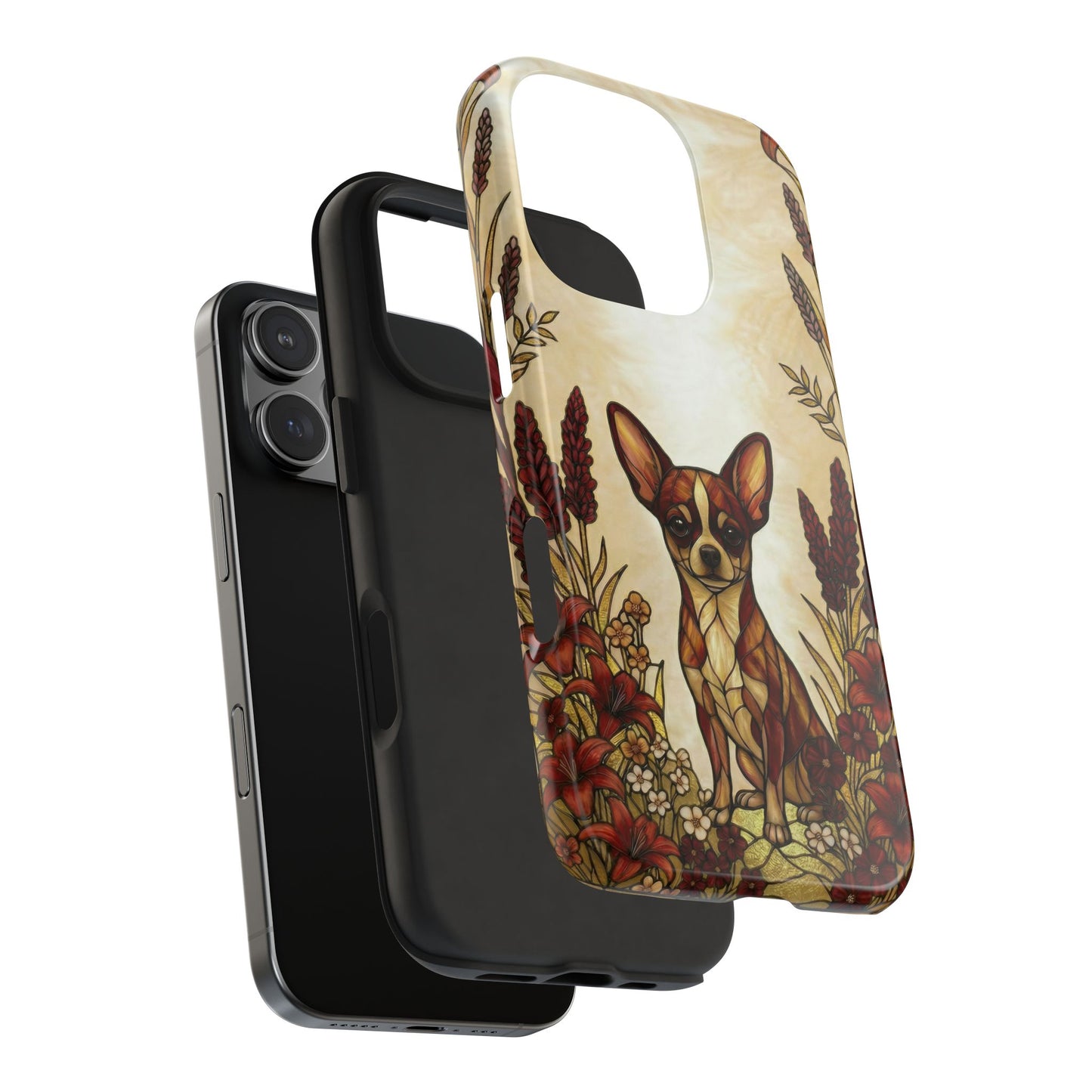 Chihuahua Stained Glass Style Tough Case — Fire & Gold Theme