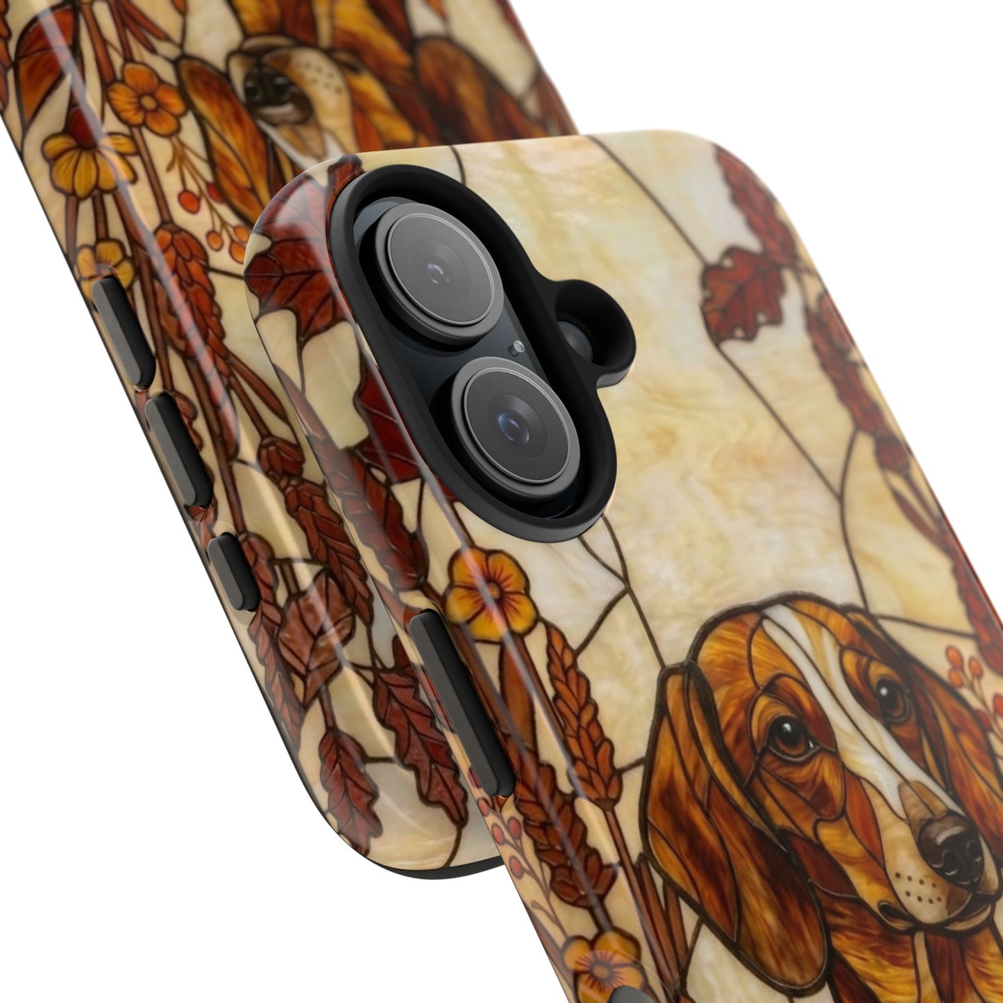 Dachshund Stained Glass Style Tough Case — Autumn Warmth Theme