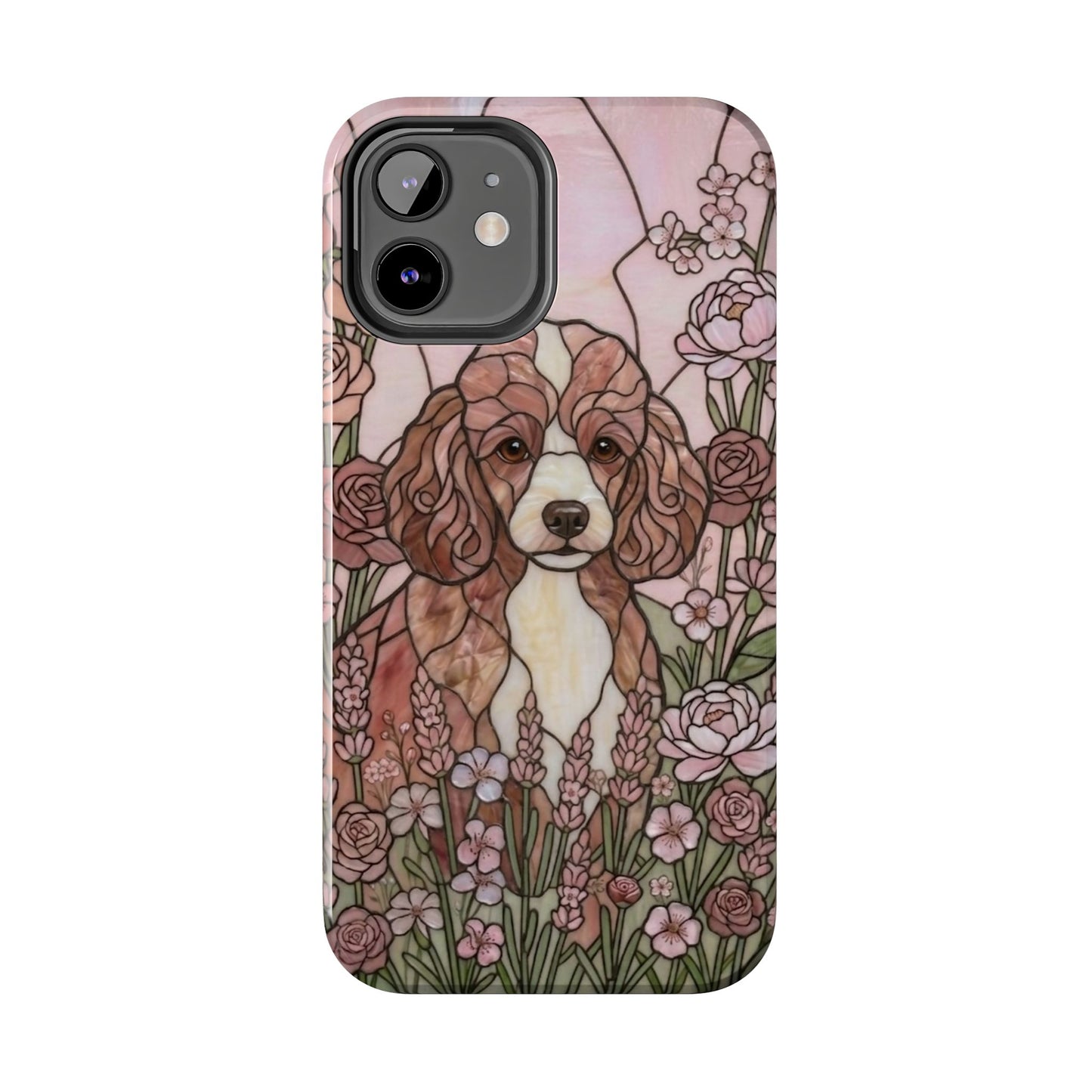 Toy Poodle Stained Glass Style Tough Case — Rose Garden Theme