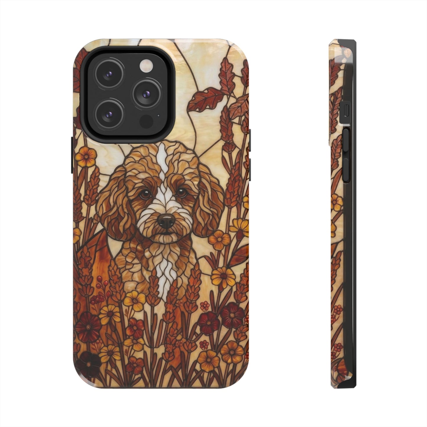 Toy Poodle Stained Glass Style Tough Case — Autumn Warmth Theme