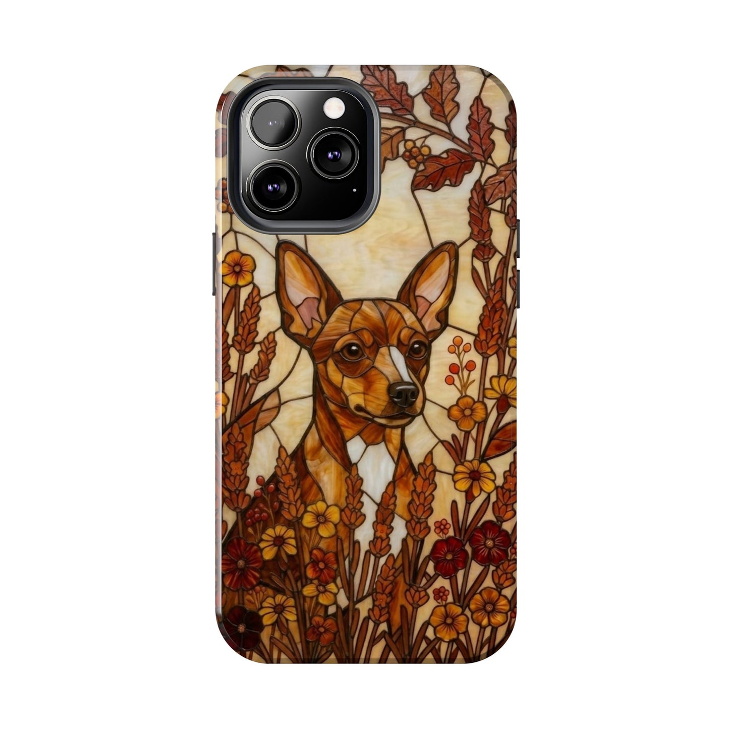 Mini Pinscher Stained Glass Style Tough Case — Autumn Warmth Theme