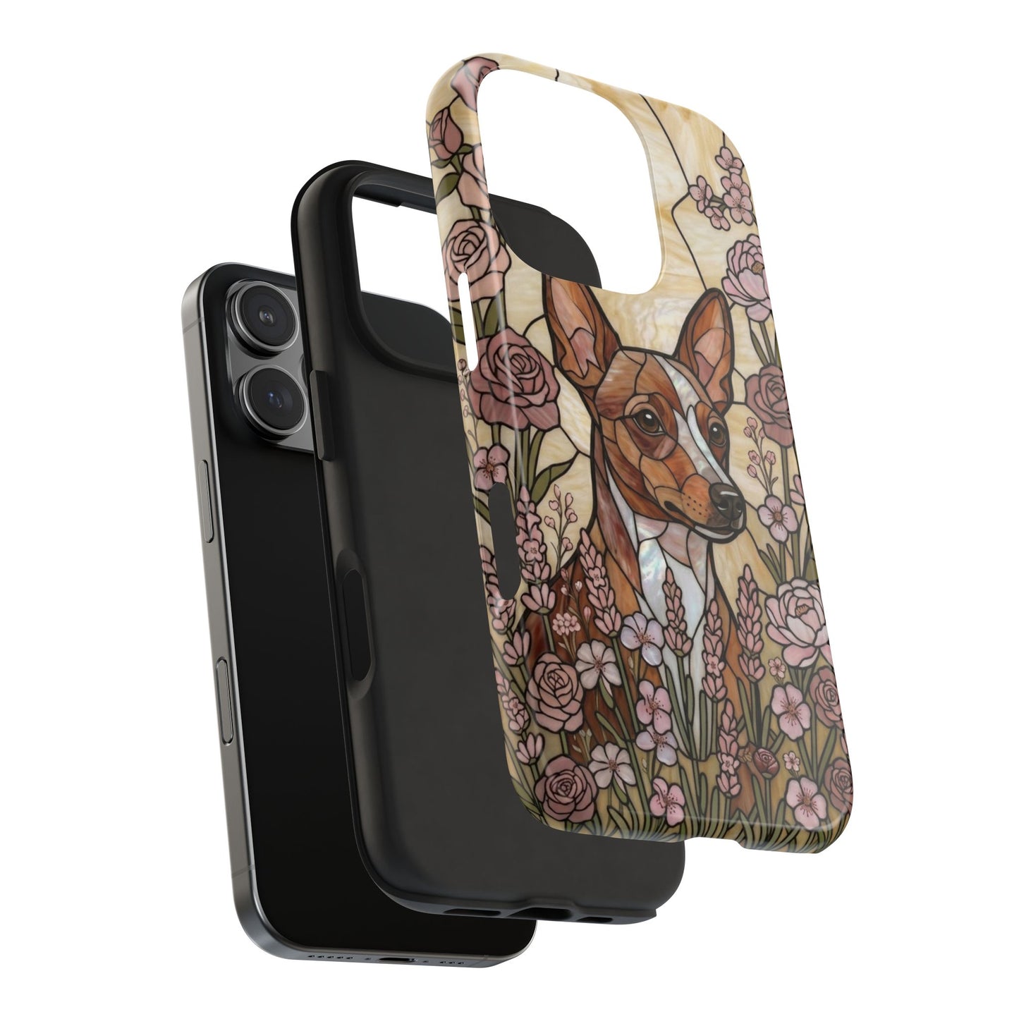 Mini Pinscher Stained Glass Style Tough Case — Rose Garden Theme