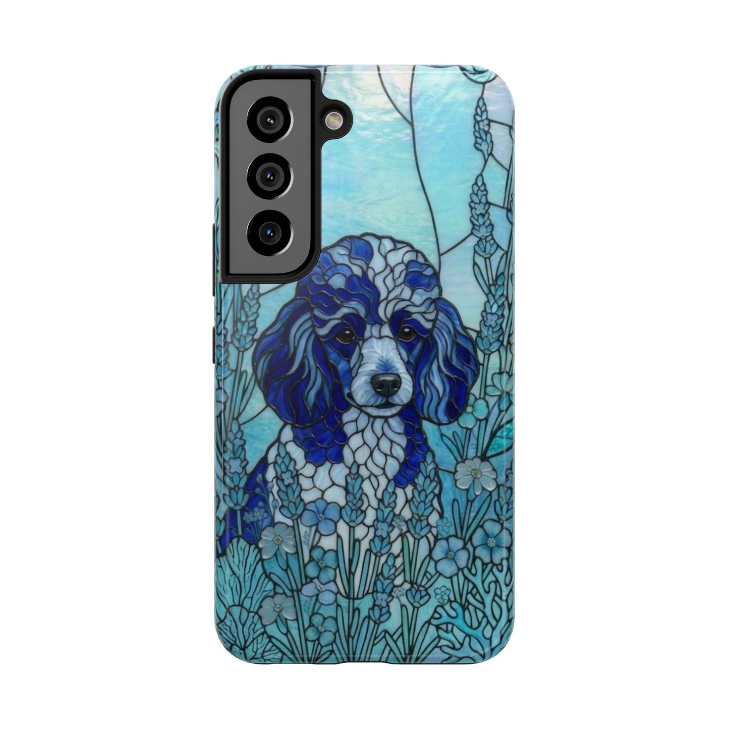 Toy Poodle Stained Glass Style Tough Case — Ocean Blue Theme