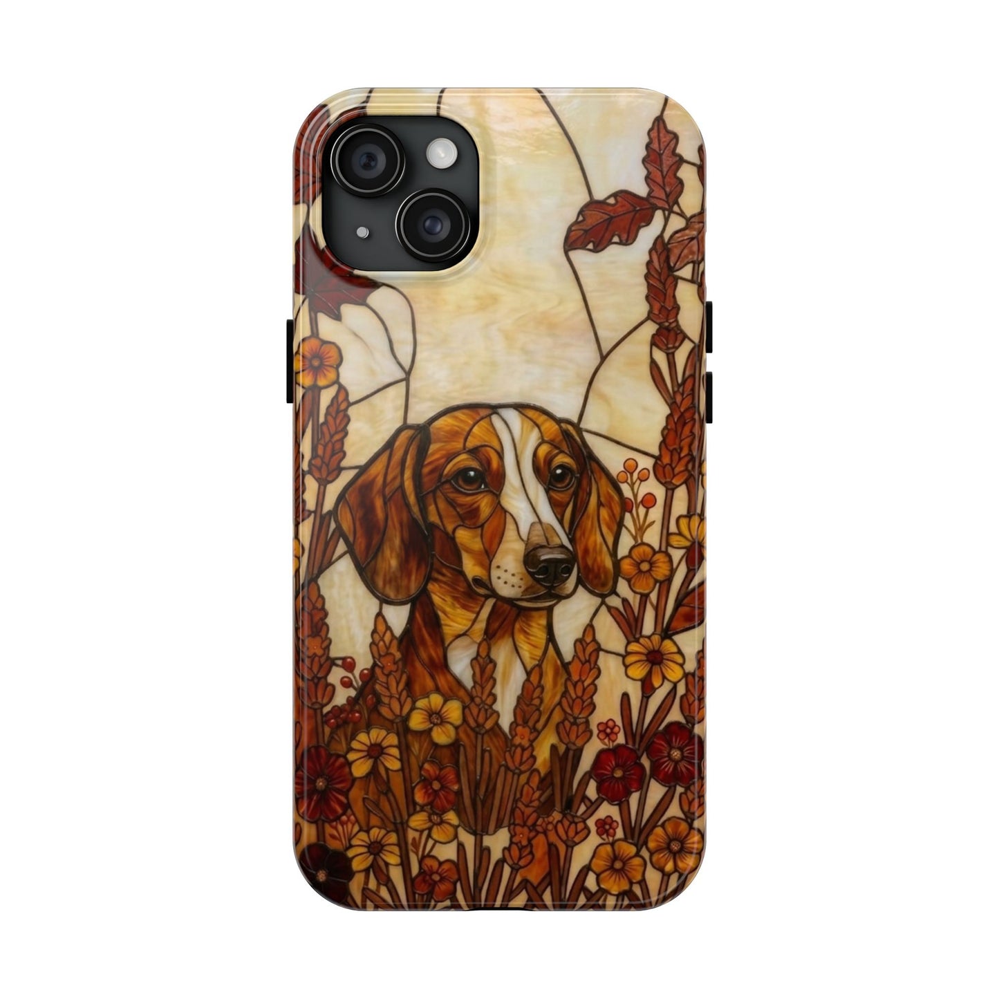 Dachshund Stained Glass Style Tough Case — Autumn Warmth Theme