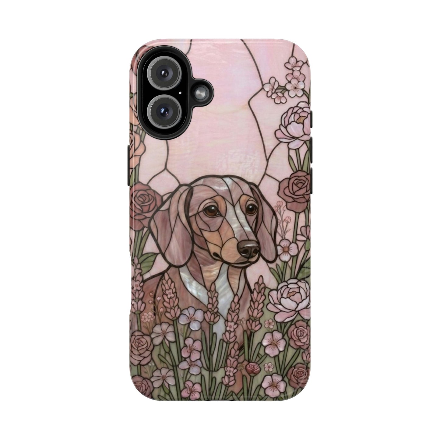 Dachshund Stained Glass Style Tough Case — Rose Garden Theme