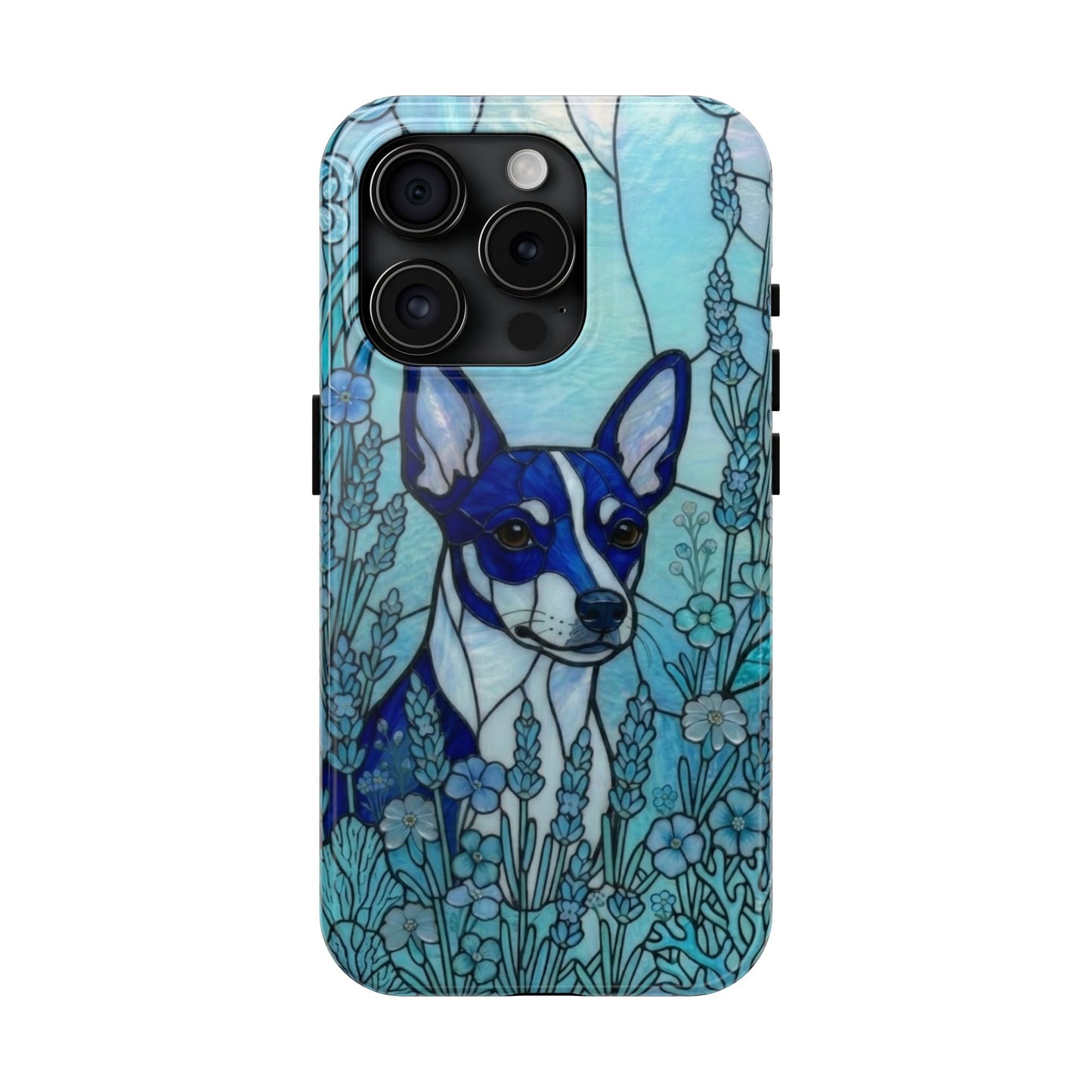 Mini Pinscher Stained Glass Style Tough Case — Ocean Blue Theme