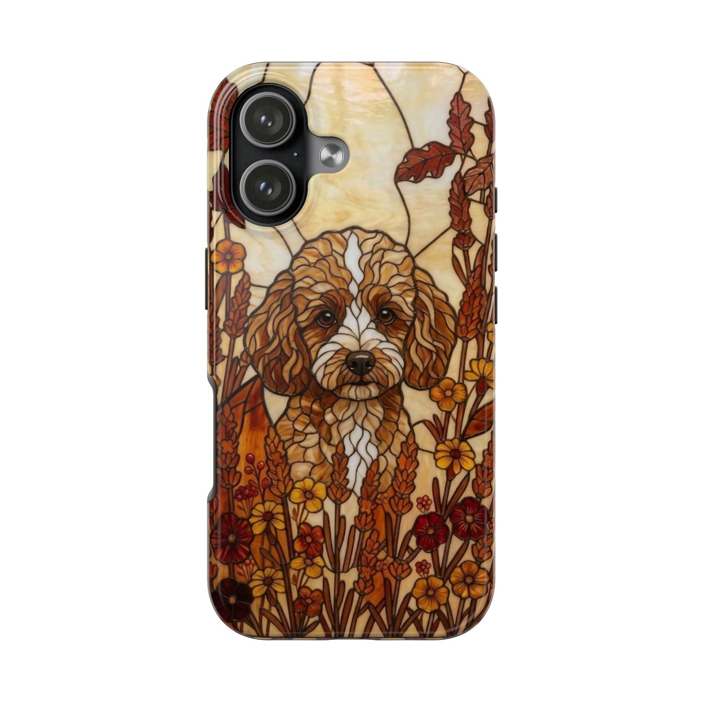 Toy Poodle Stained Glass Style Tough Case — Autumn Warmth Theme