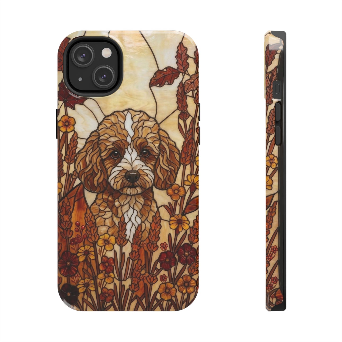 Toy Poodle Stained Glass Style Tough Case — Autumn Warmth Theme