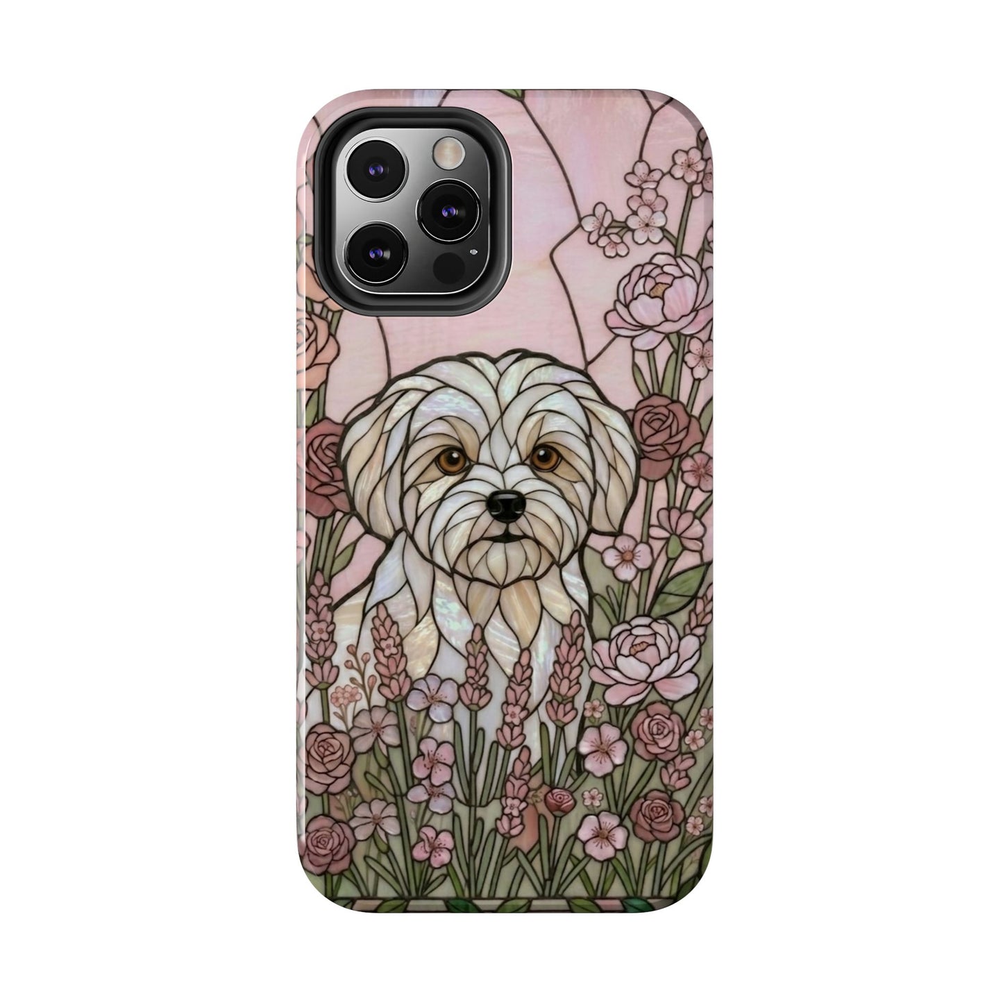 Maltese Stained Glass Style Tough Case — Rose Garden Theme