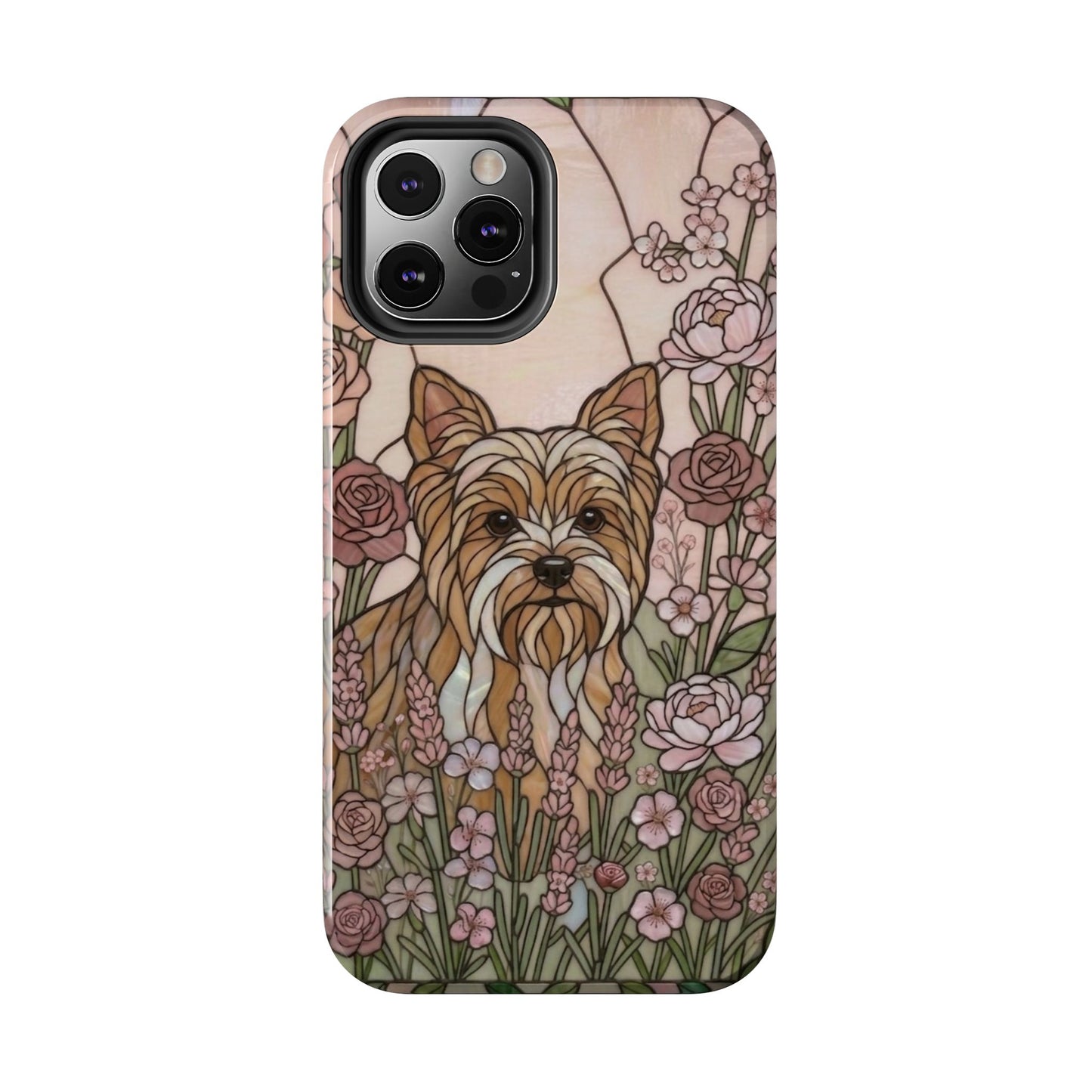Yorkie Stained Glass Style Tough Case — Rose Garden Theme