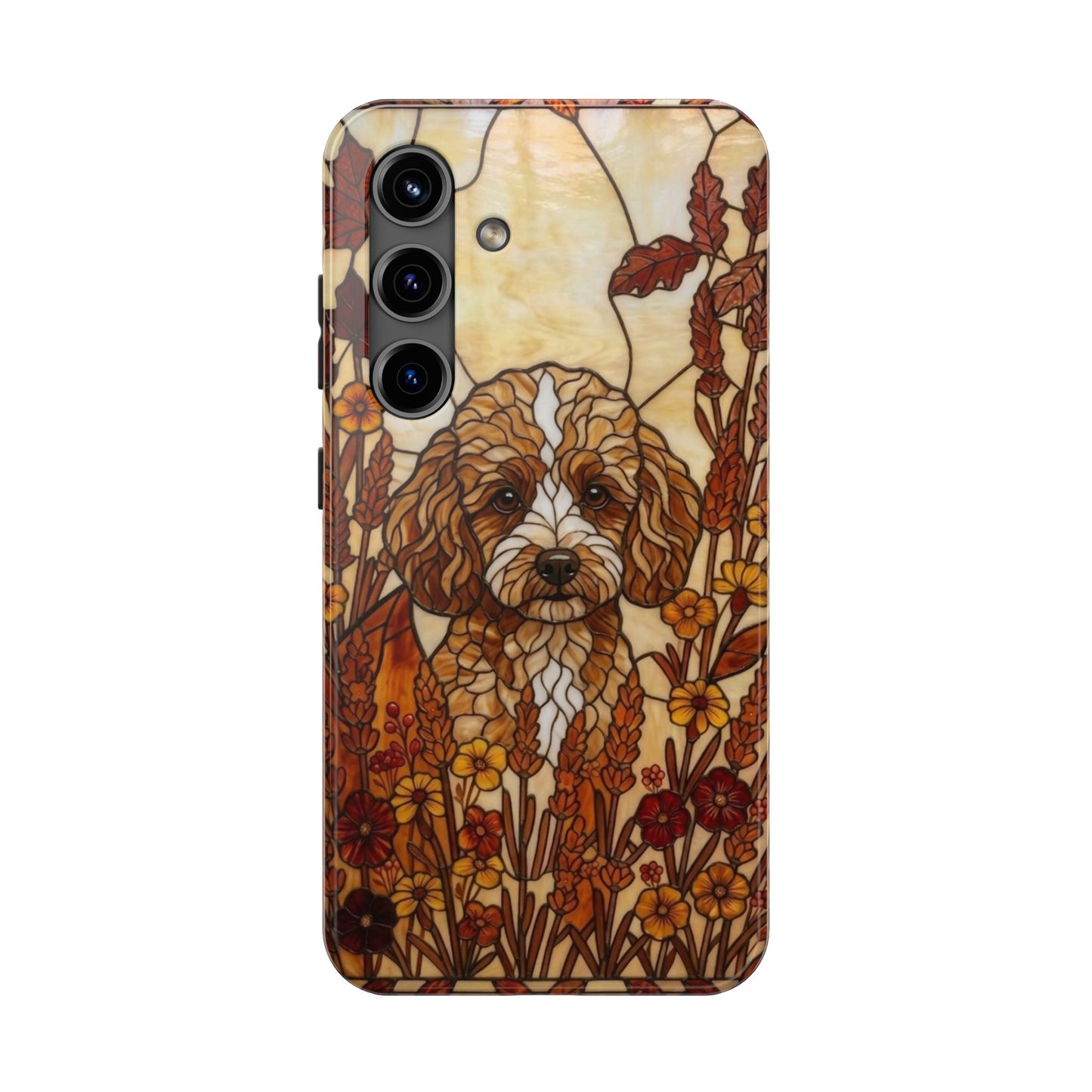 Toy Poodle Stained Glass Style Tough Case — Autumn Warmth Theme