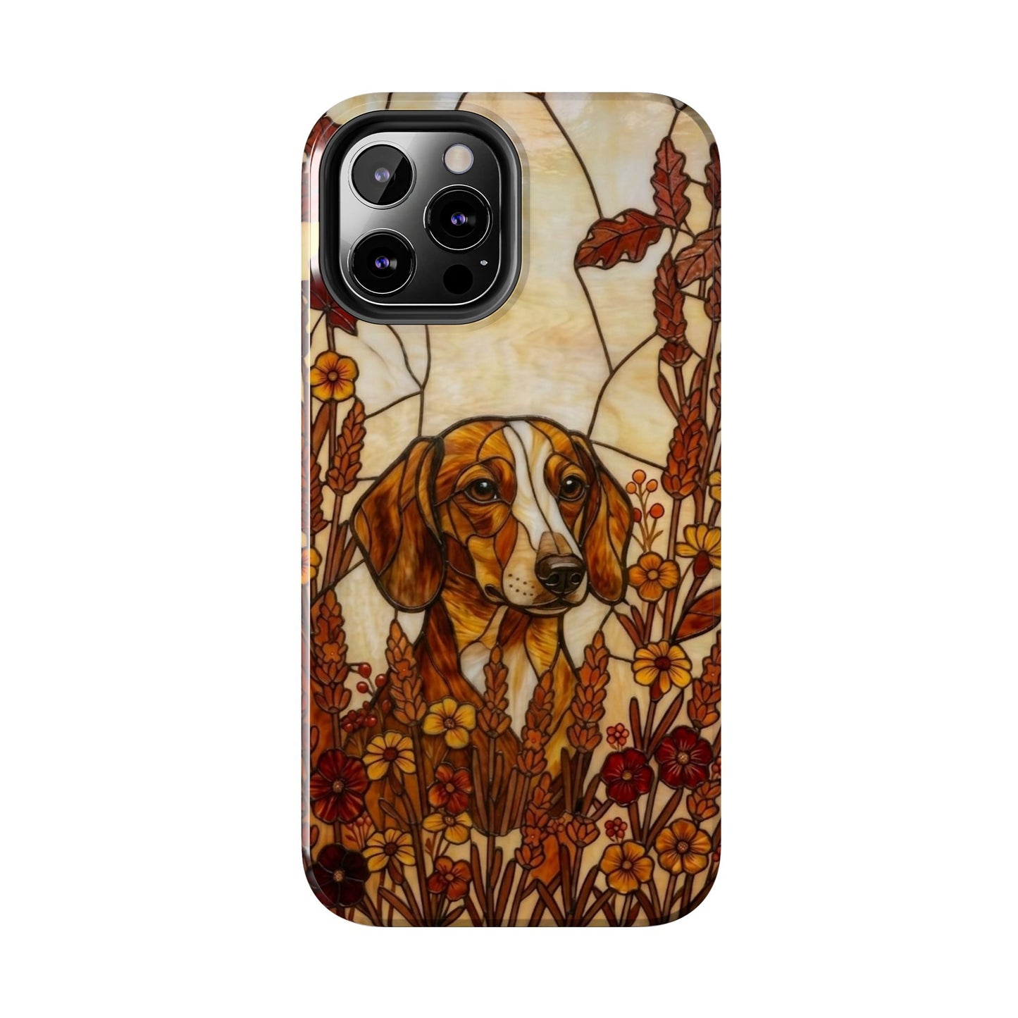 Dachshund Stained Glass Style Tough Case — Autumn Warmth Theme