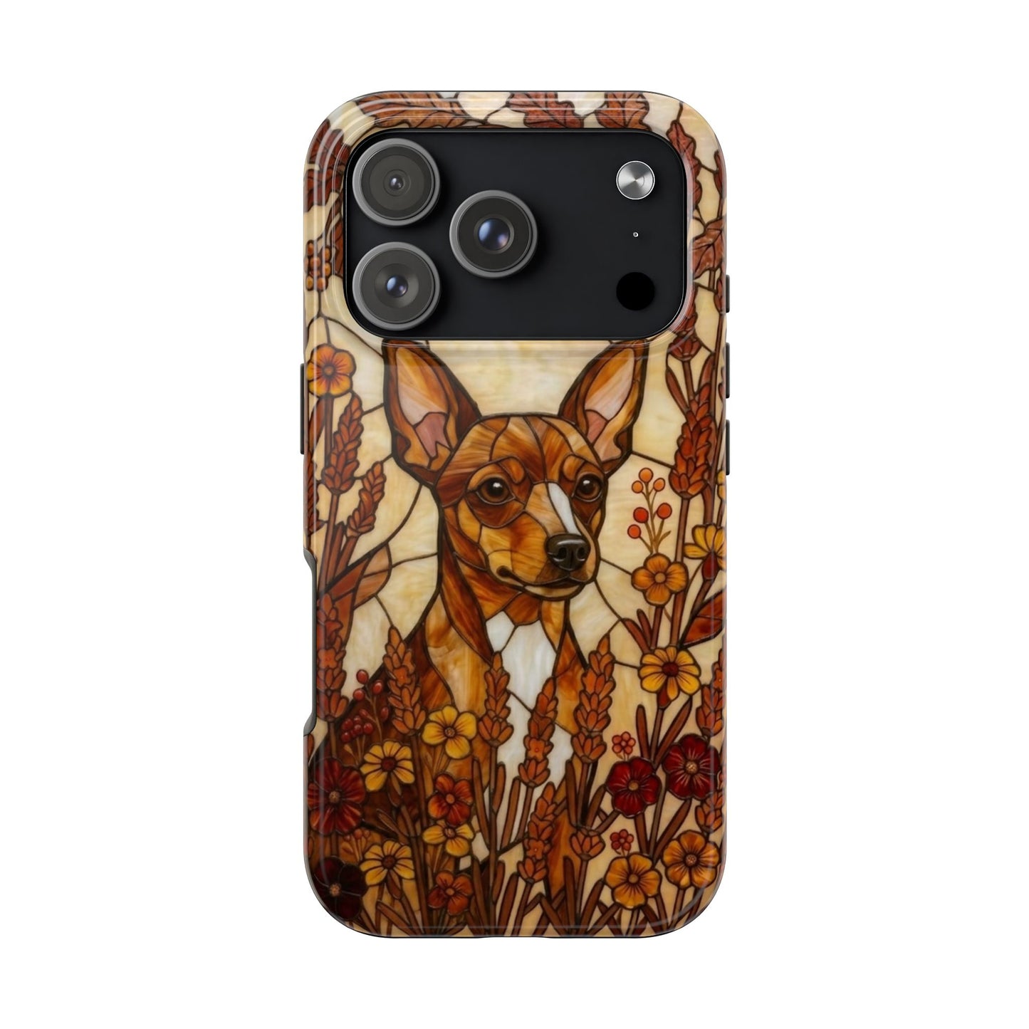 Mini Pinscher Stained Glass Style Tough Case — Autumn Warmth Theme
