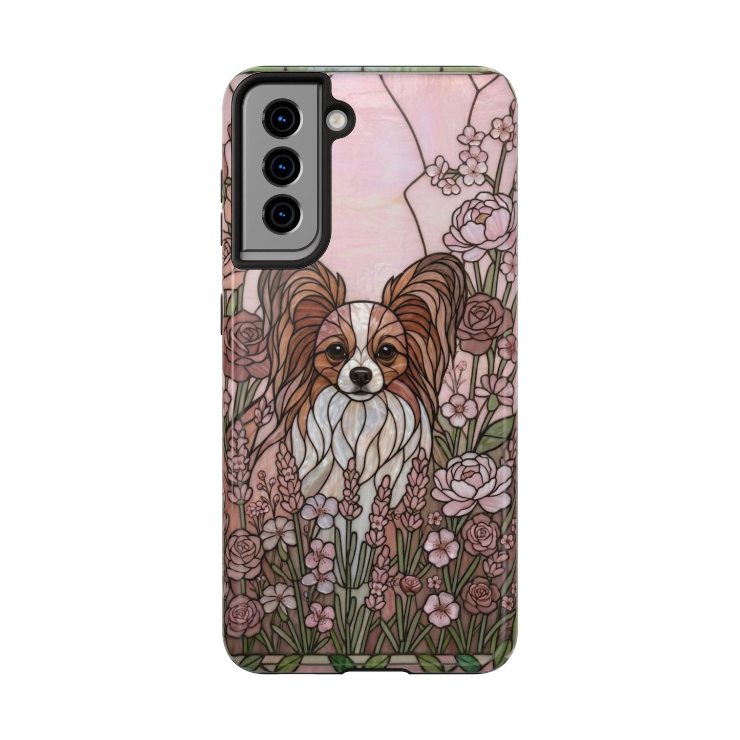 Papillon Stained Glass Style Tough Case — Rose Garden Theme