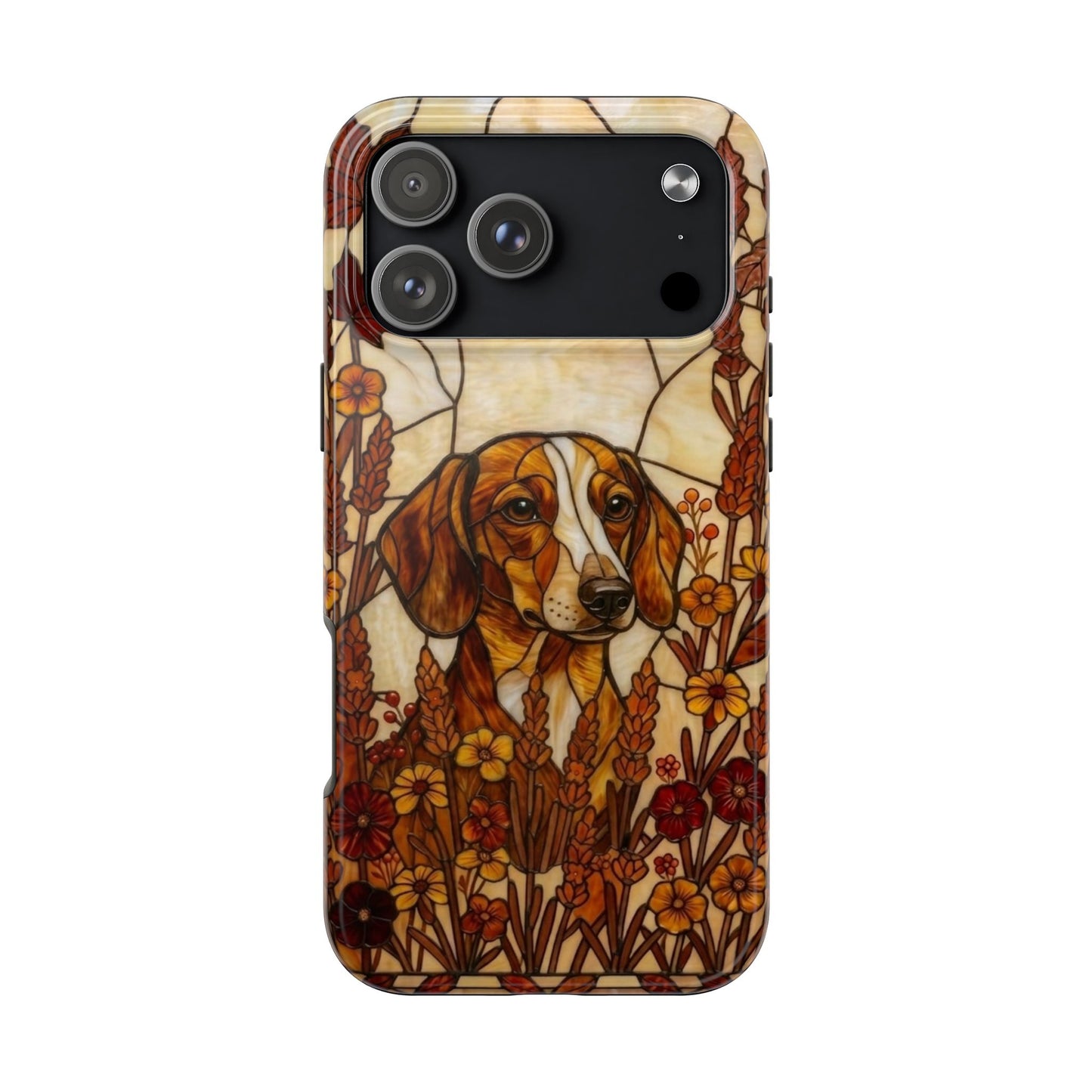 Dachshund Stained Glass Style Tough Case — Autumn Warmth Theme