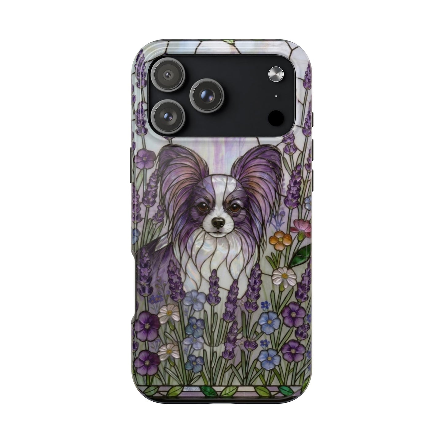 Papillon Stained Glass Style Tough Case — Lavender Floral Theme