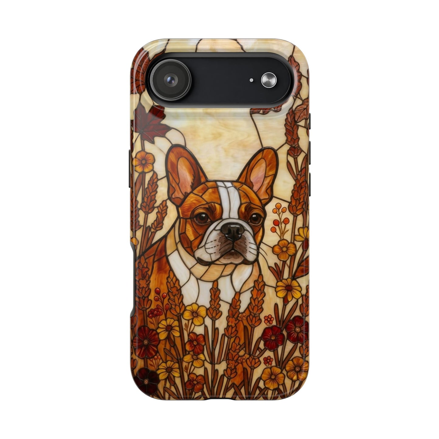 Frenchie Stained Glass Style Tough Case — Autumn Warmth Theme