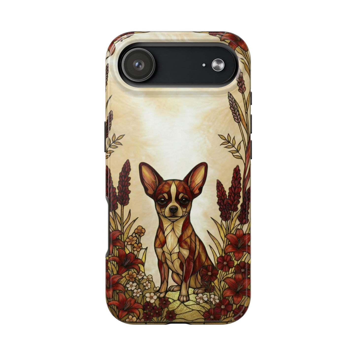 Chihuahua Stained Glass Style Tough Case — Fire & Gold Theme