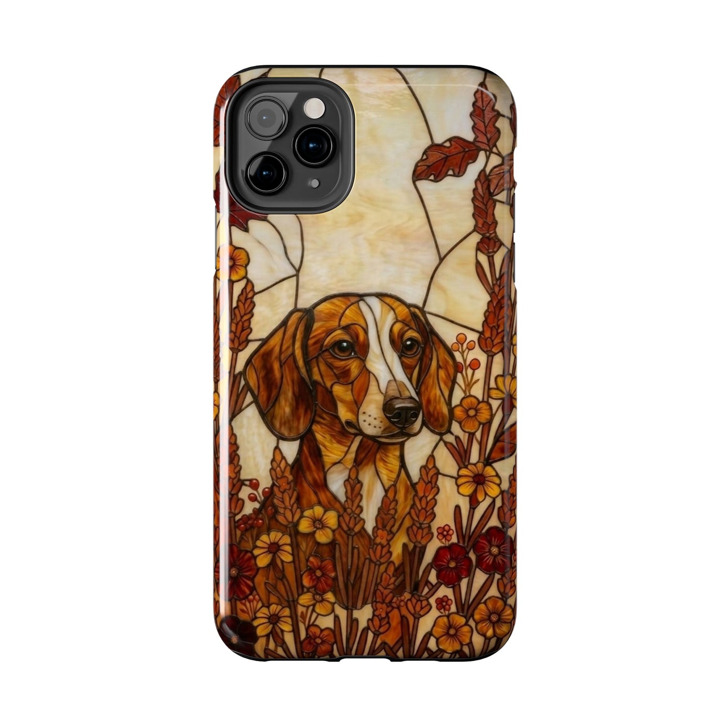 Dachshund Stained Glass Style Tough Case — Autumn Warmth Theme