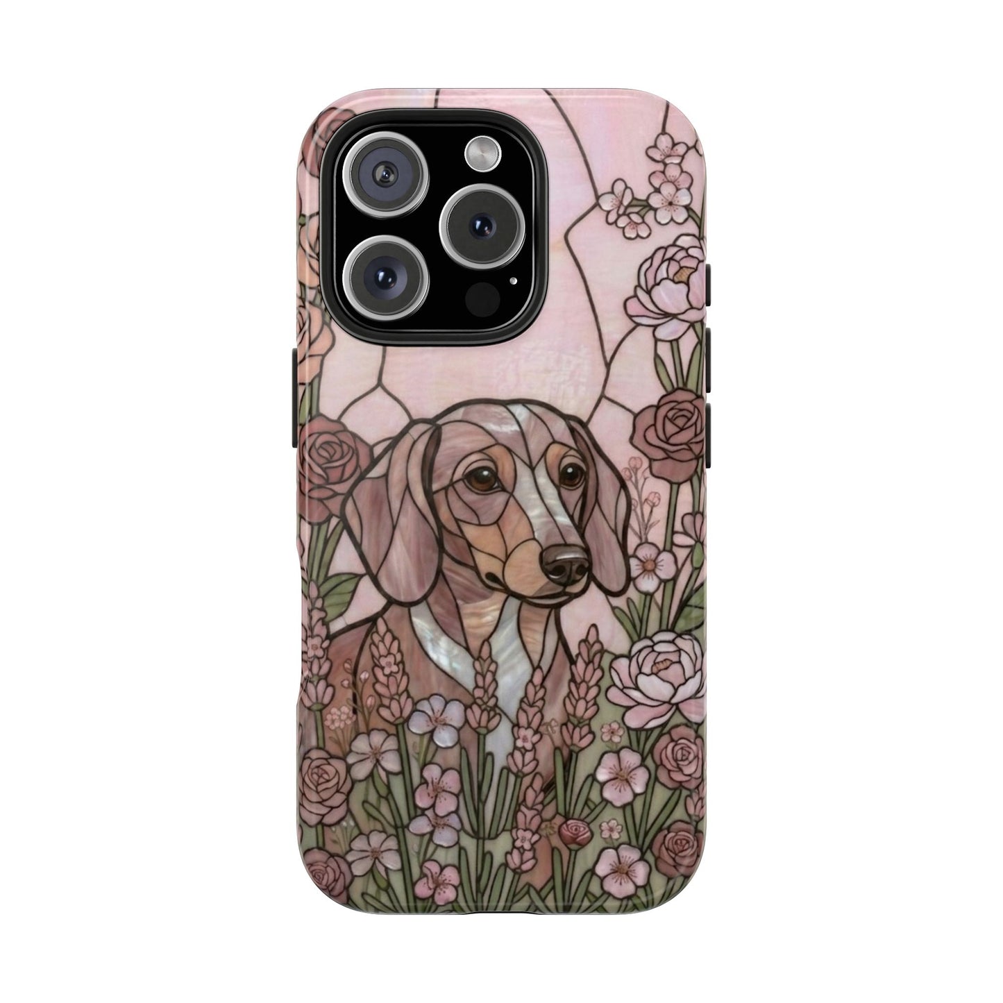 Dachshund Stained Glass Style Tough Case — Rose Garden Theme