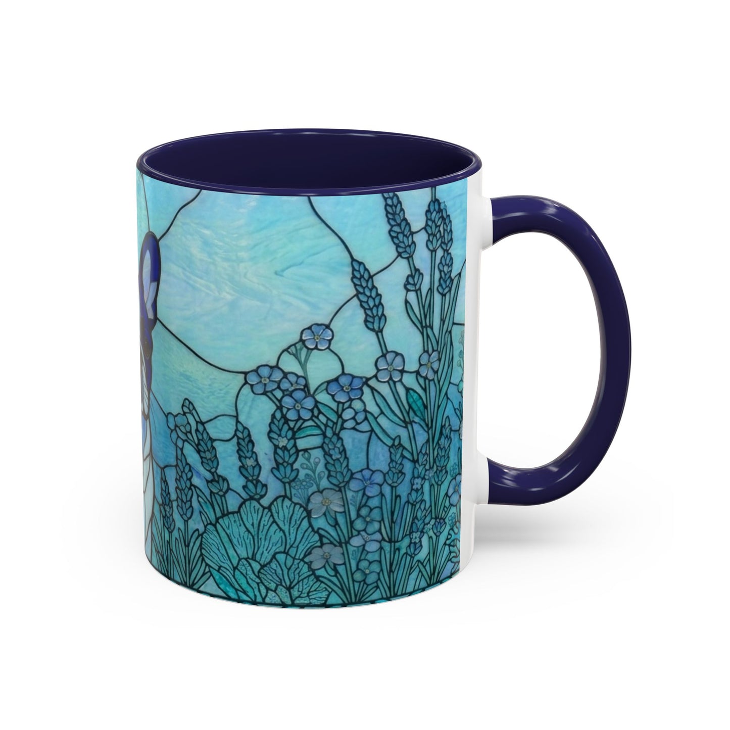 Stained Glass French Bulldog Coffee Mug — Ocean Blue Theme