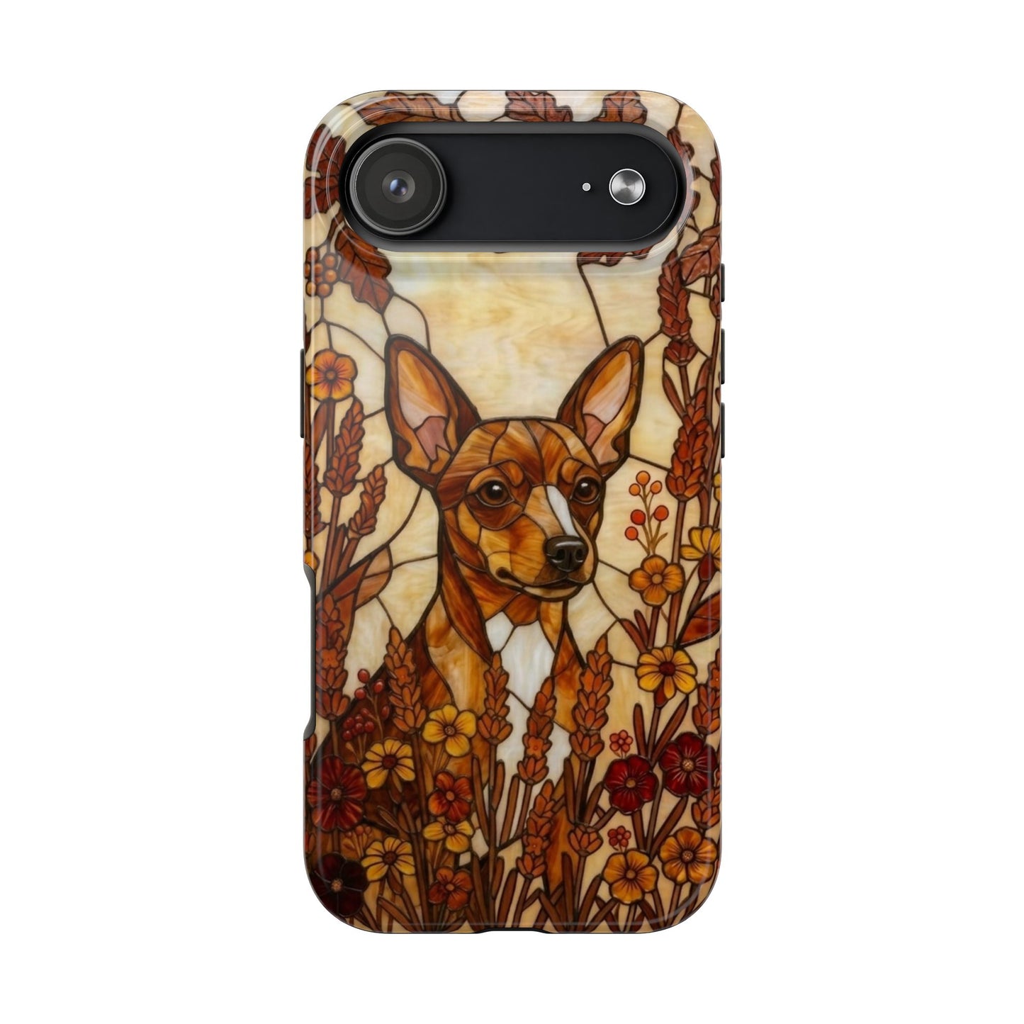 Mini Pinscher Stained Glass Style Tough Case — Autumn Warmth Theme