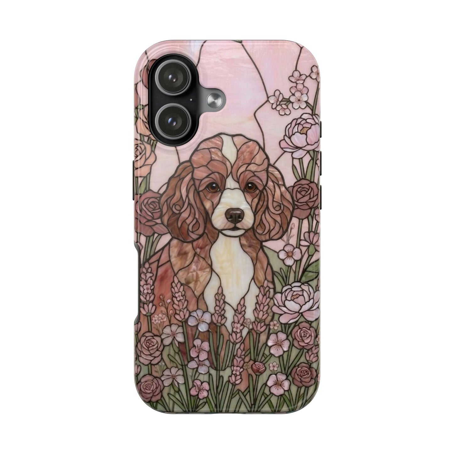 Toy Poodle Stained Glass Style Tough Case — Rose Garden Theme