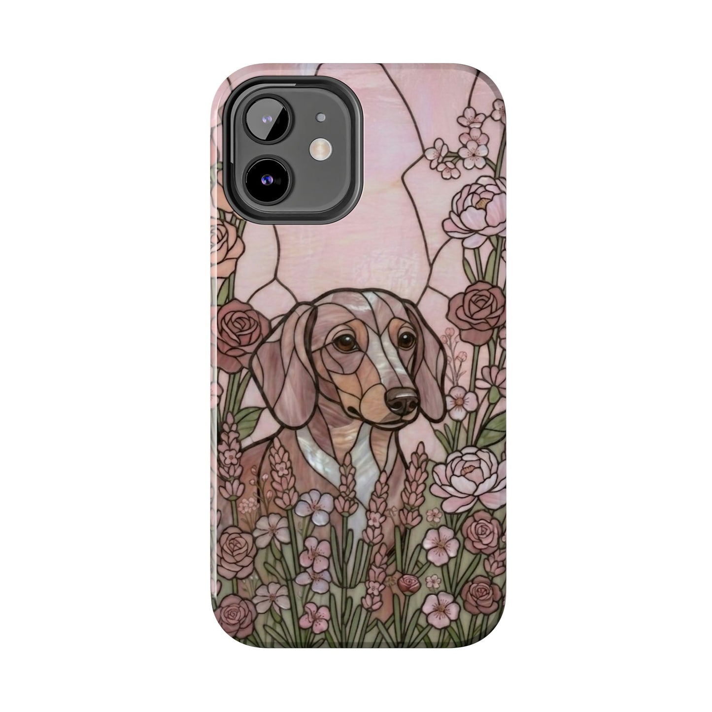 Dachshund Stained Glass Style Tough Case — Rose Garden Theme