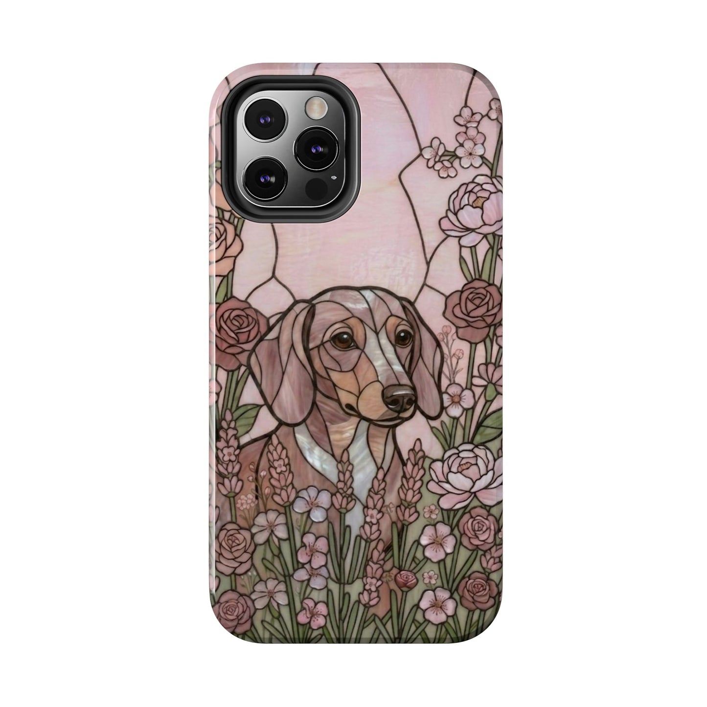 Dachshund Stained Glass Style Tough Case — Rose Garden Theme