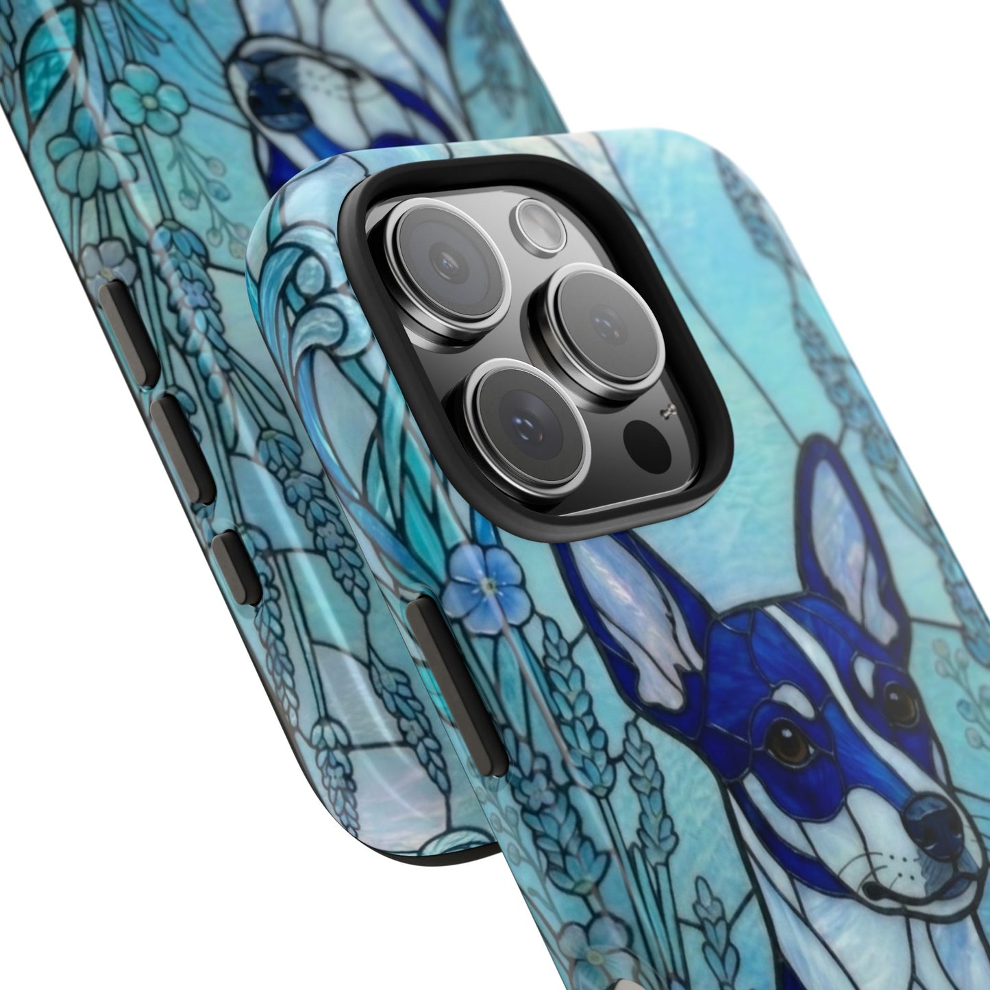 Mini Pinscher Stained Glass Style Tough Case — Ocean Blue Theme