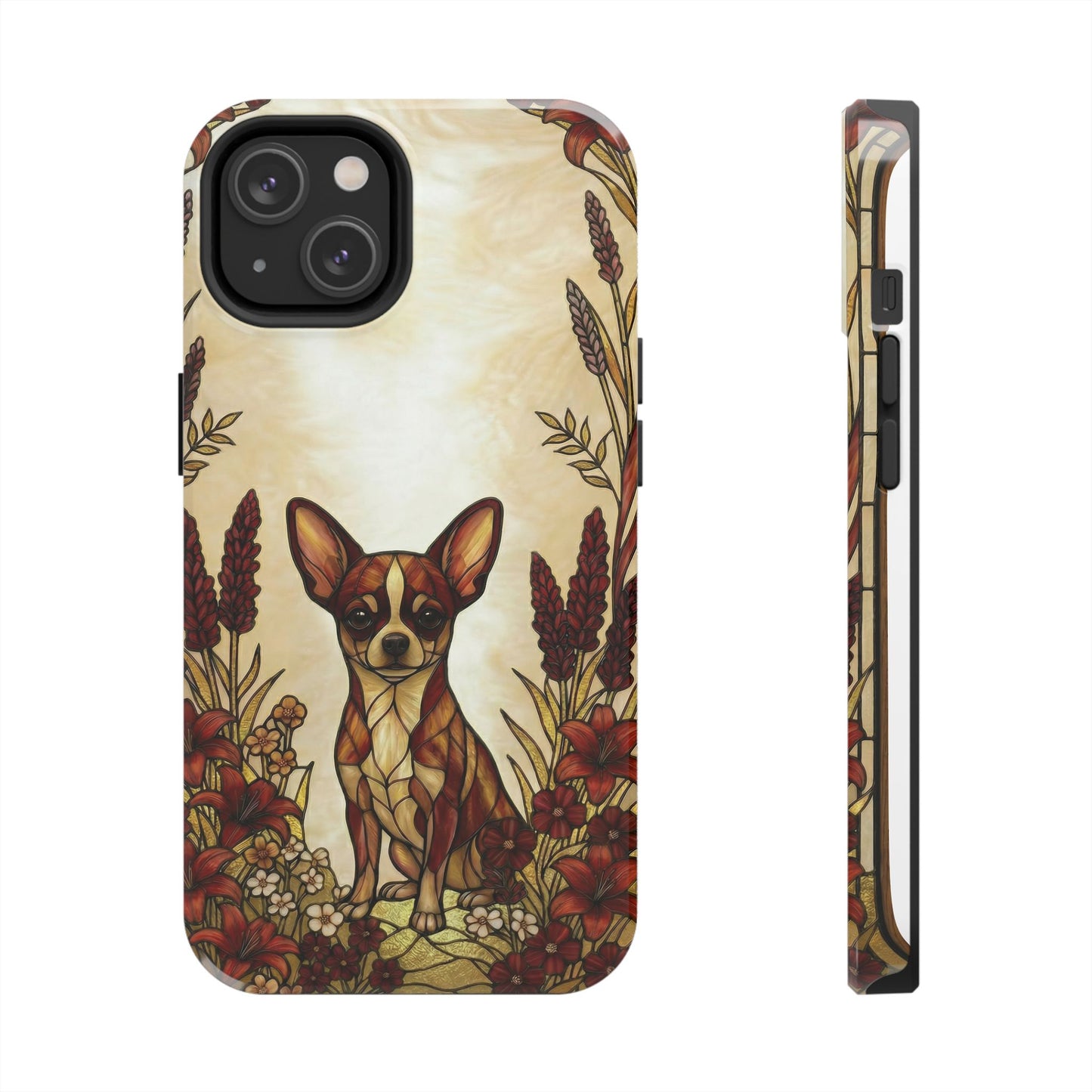Chihuahua Stained Glass Style Tough Case — Fire & Gold Theme