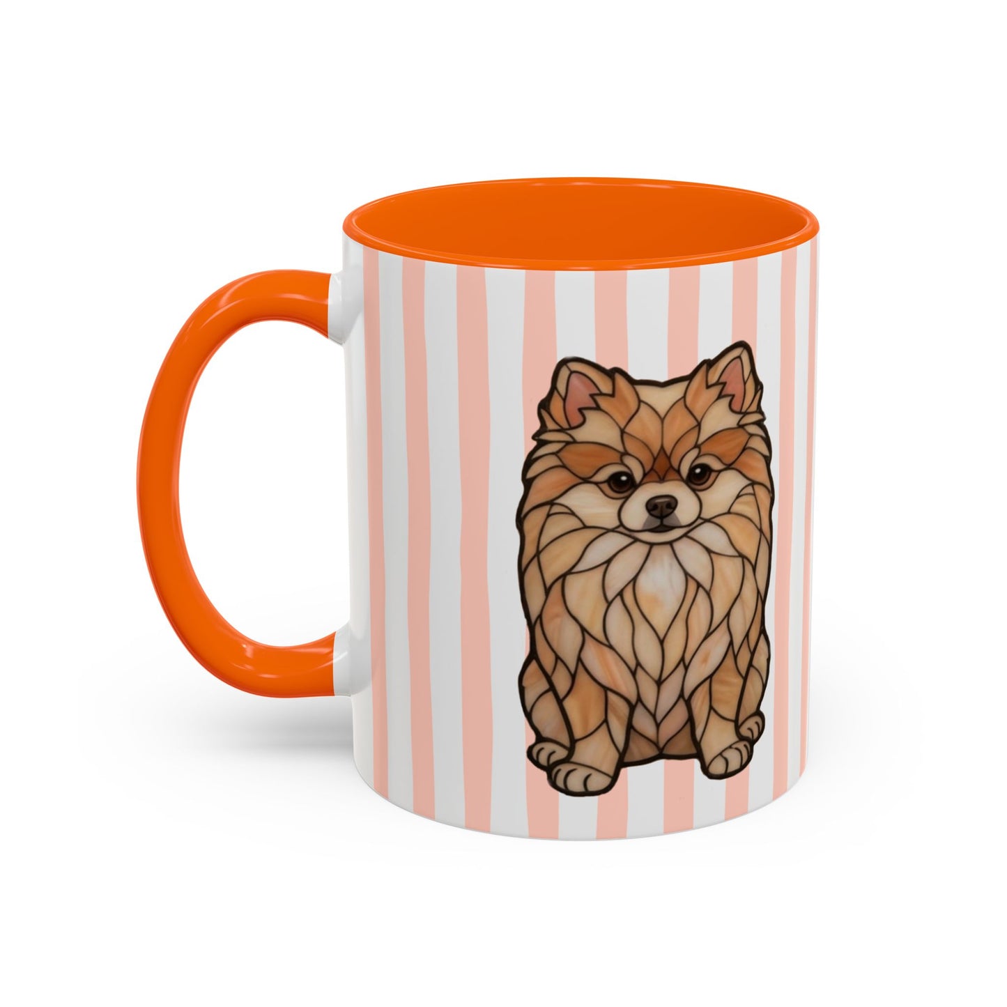 Cute Light Orange Striped Pomeranian Ceramic Cup
